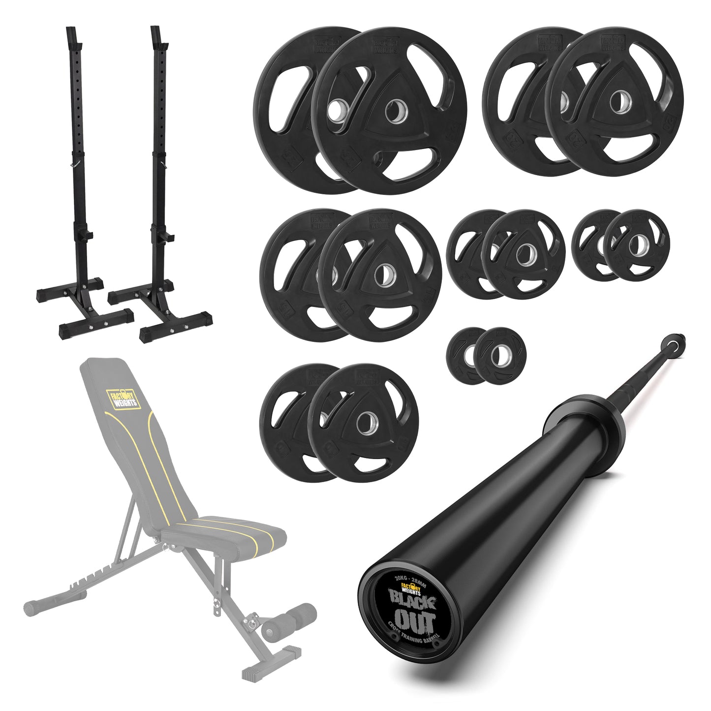 FW1 Squat Stands Rubber Plate Bundle