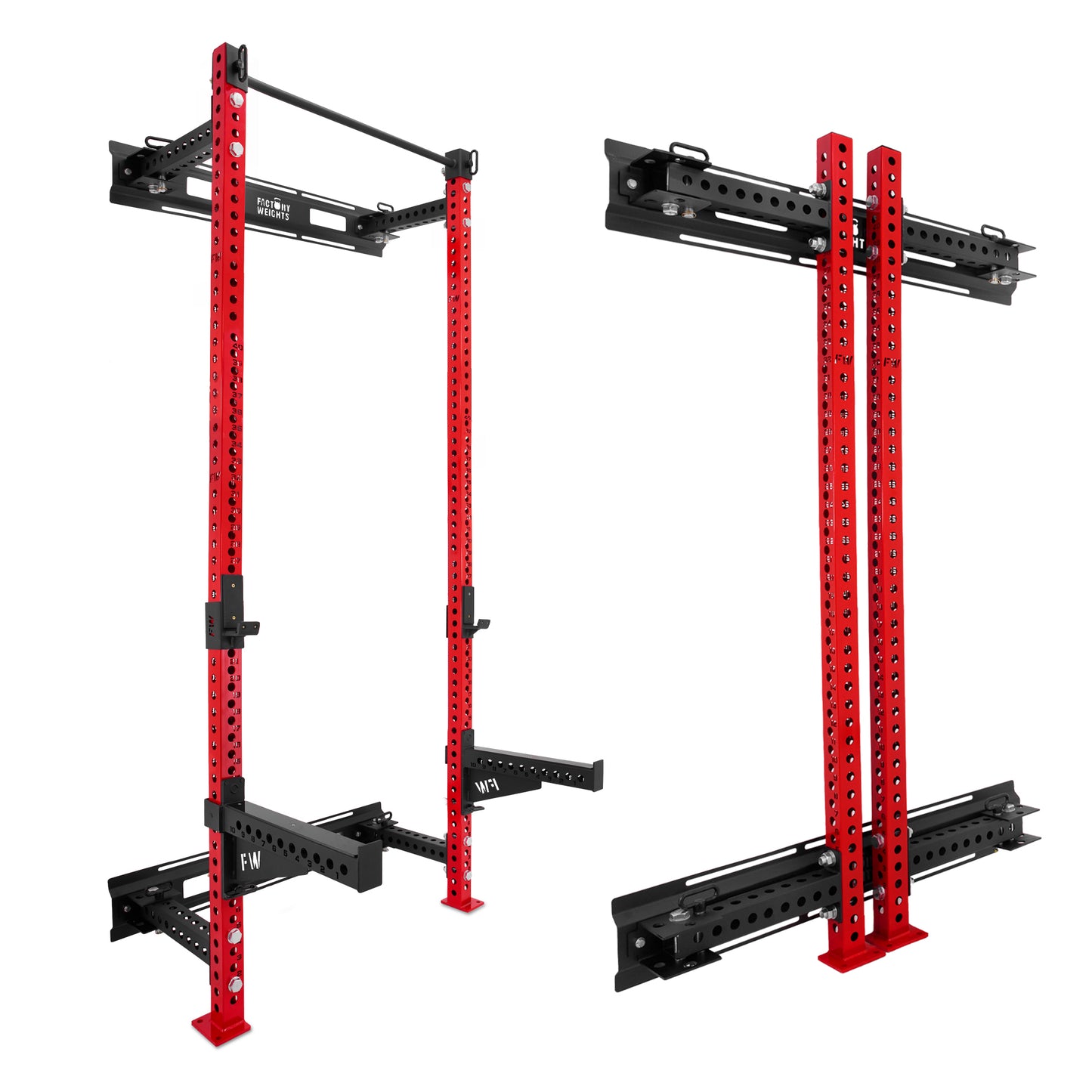 Tall Folding Wall Rack Red Spotter Arms