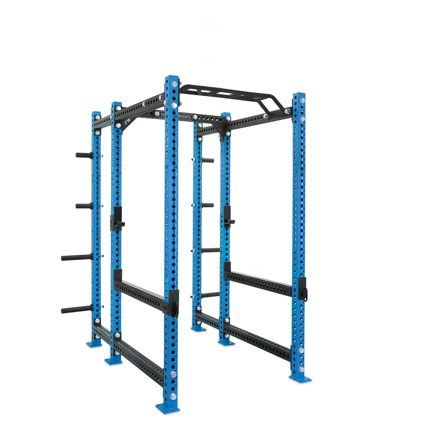 Regular Power Rack with Storage Blue Monkey Bar Flip Down Safety Bars