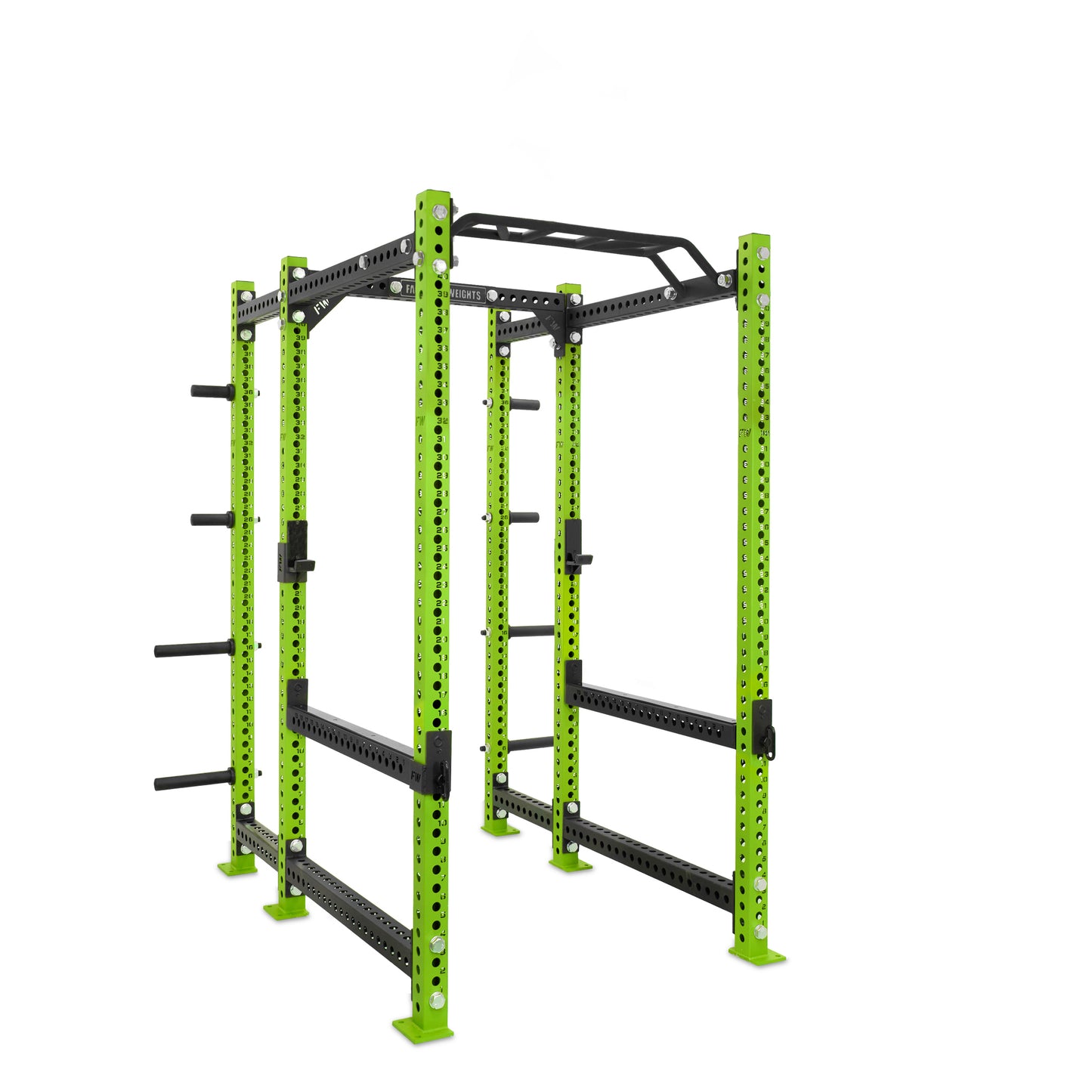 Regular Power Rack with Storage Green Monkey Bar Flip Down Safety Bars