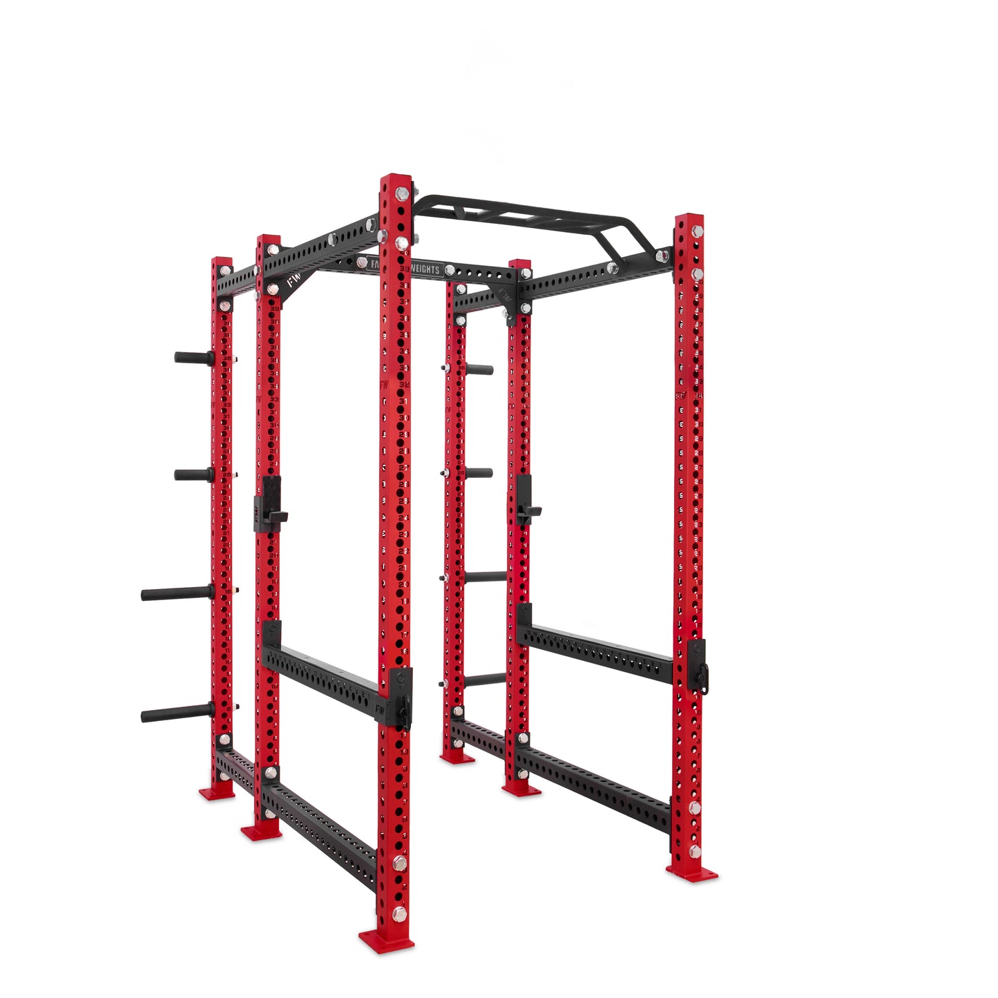 Regular Power Rack with Storage Red Monkey Bar Flip Down Safety Bars