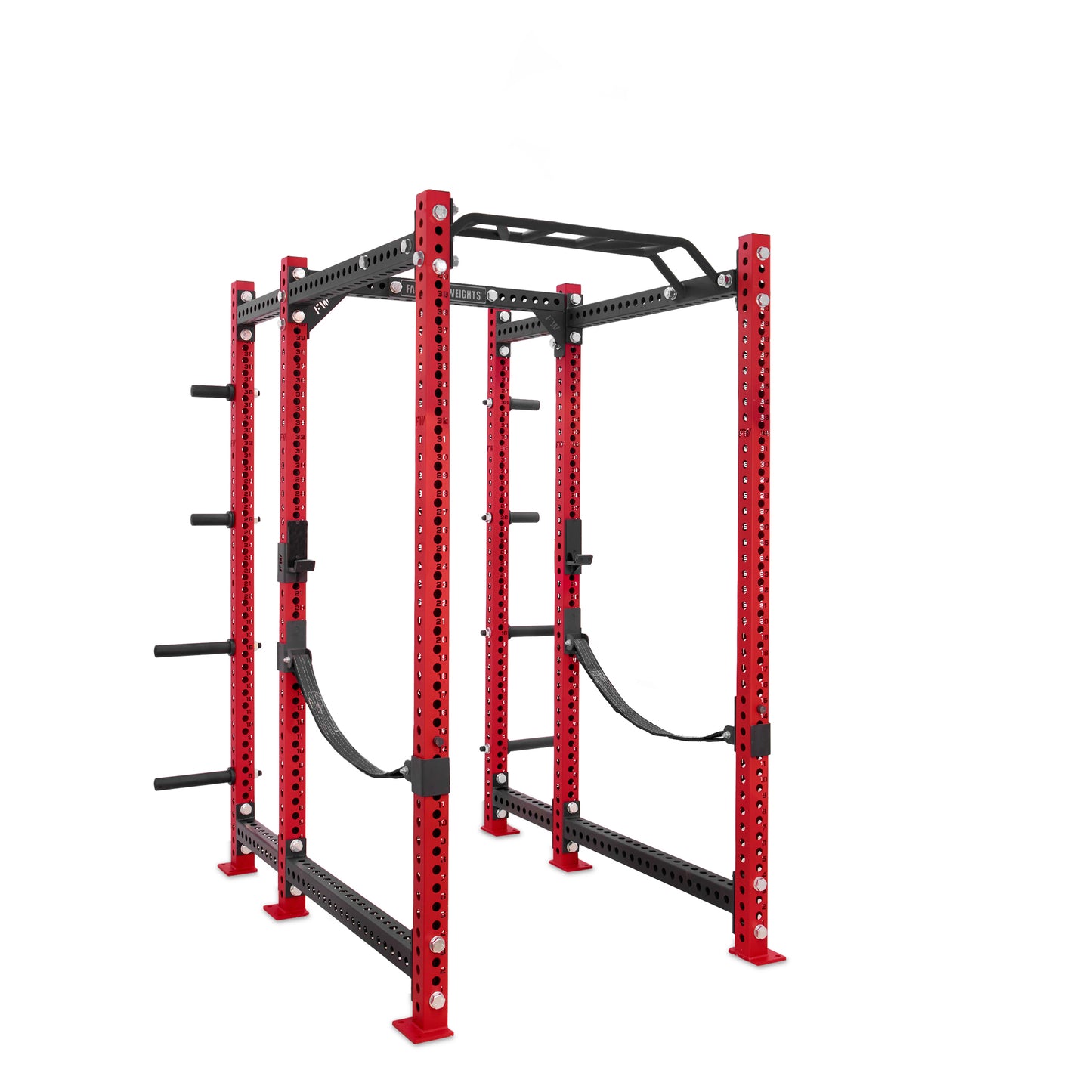 Regular Power Rack with Storage Red Monkey Bar Webbed Catchers