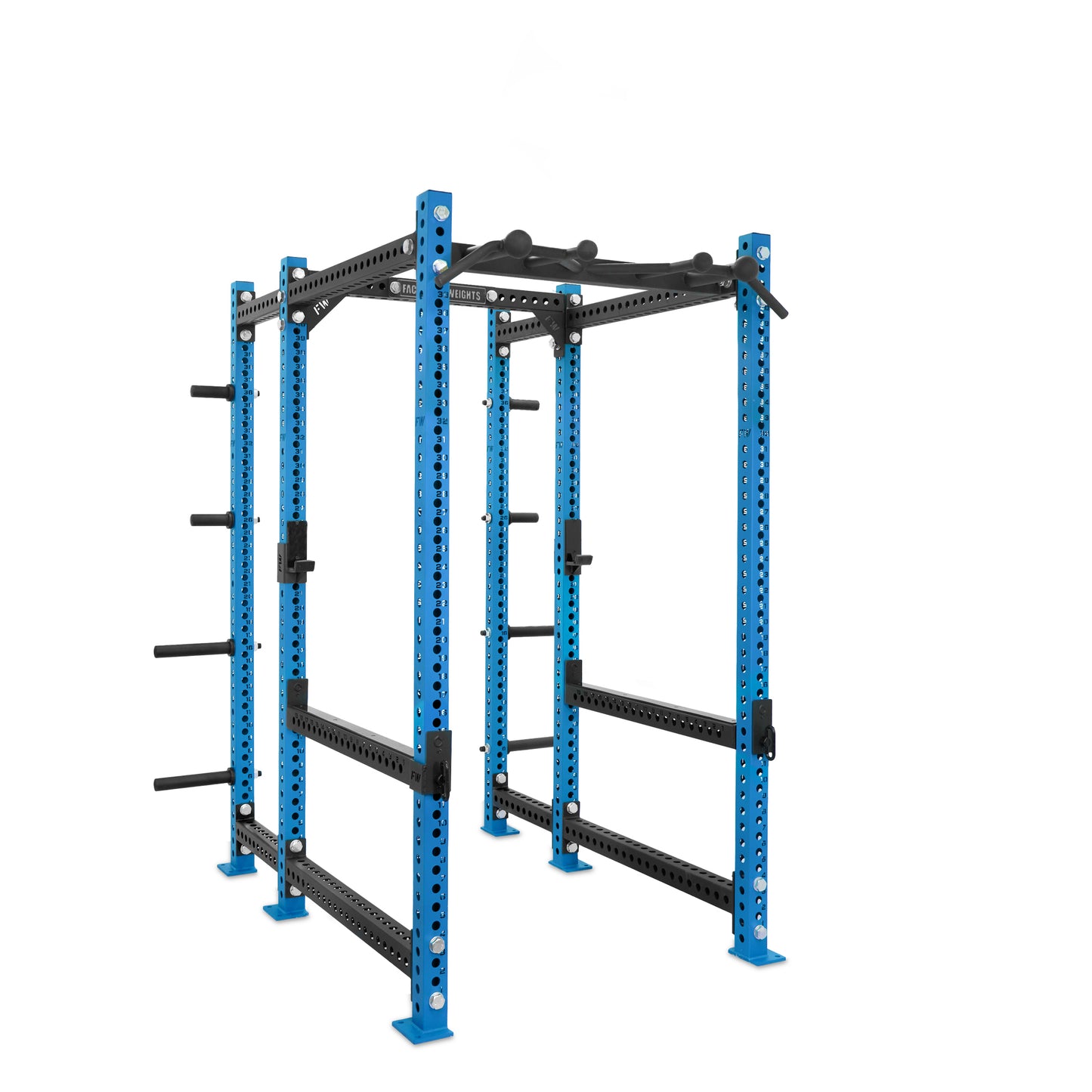 Regular Power Rack with Storage Blue Omni Bar Flip Down Safety Bars