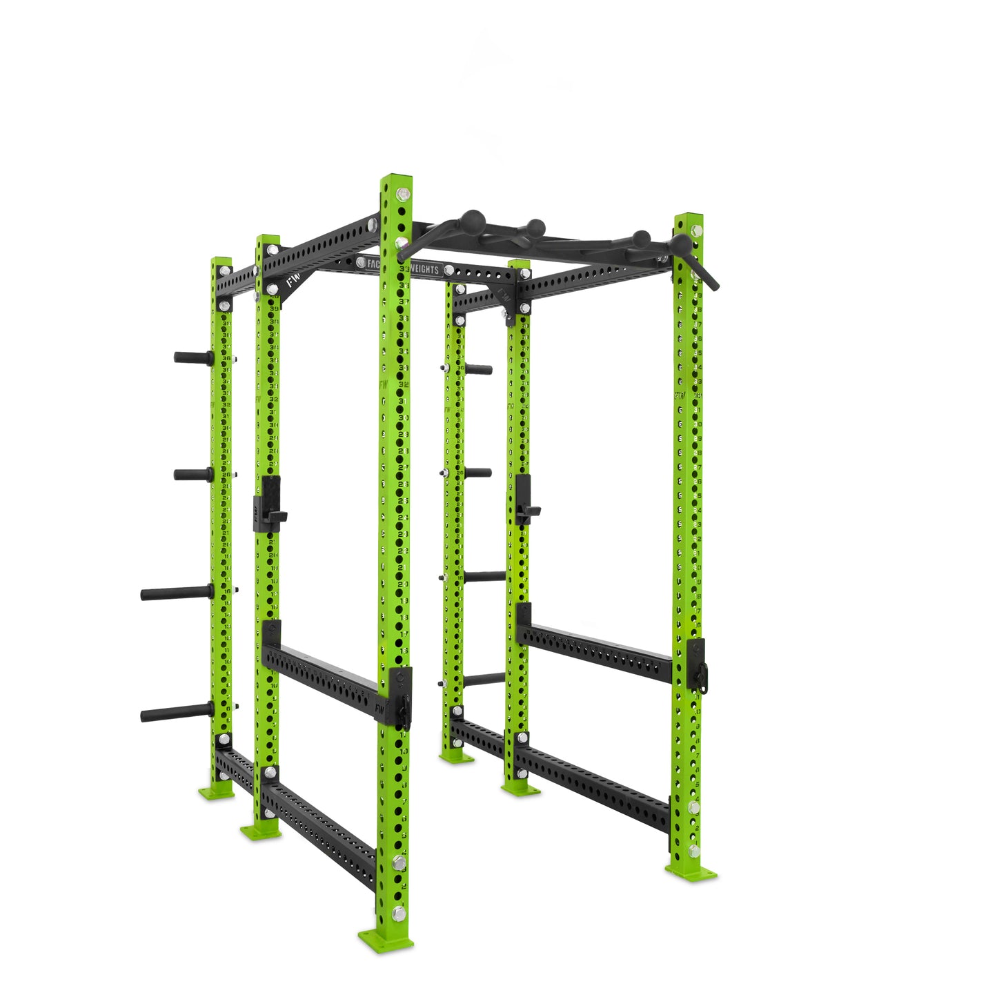 Regular Power Rack with Storage Green Omni Bar Flip Down Safety Bars