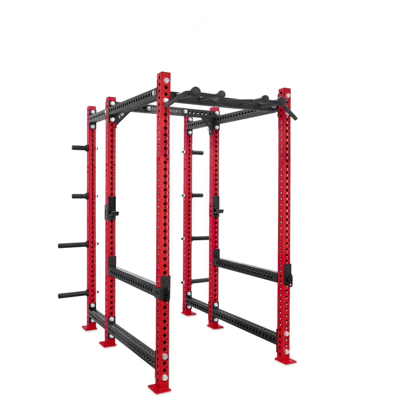 Regular Power Rack with Storage Red Omni Bar Flip Down Safety Bars