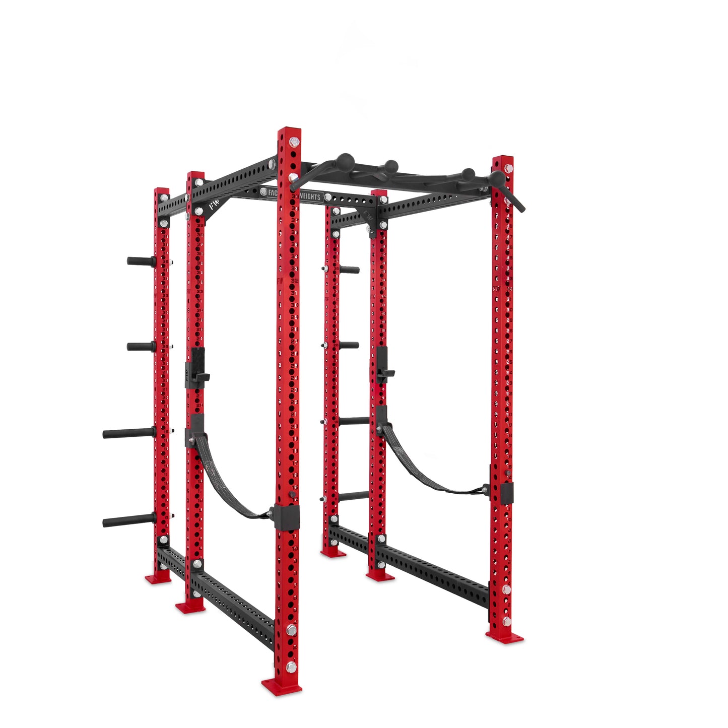 Regular Power Rack with Storage Red Omni Bar Webbed Catchers