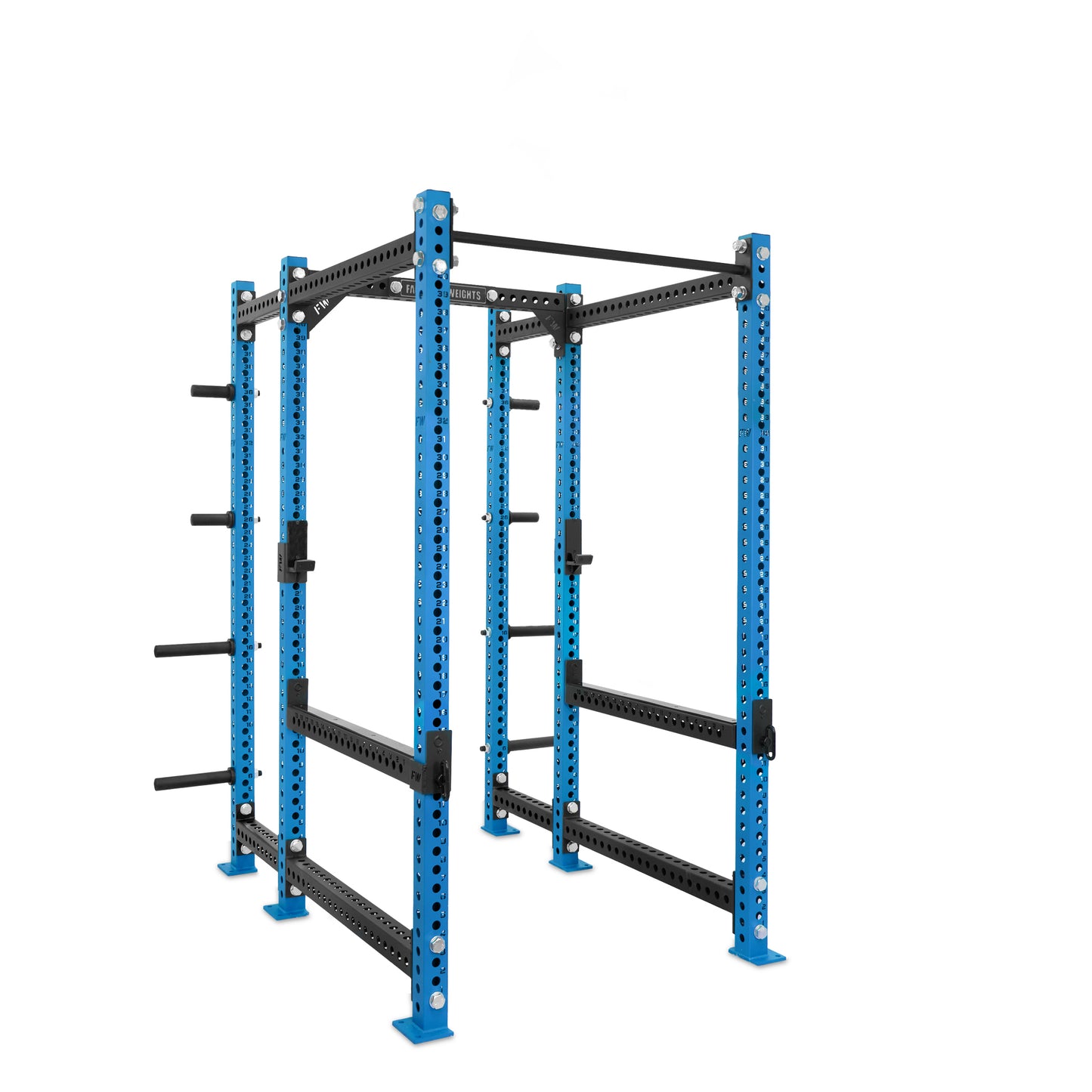 Regular Power Rack with Storage Blue Standard Bar Flip Down Safety Bars