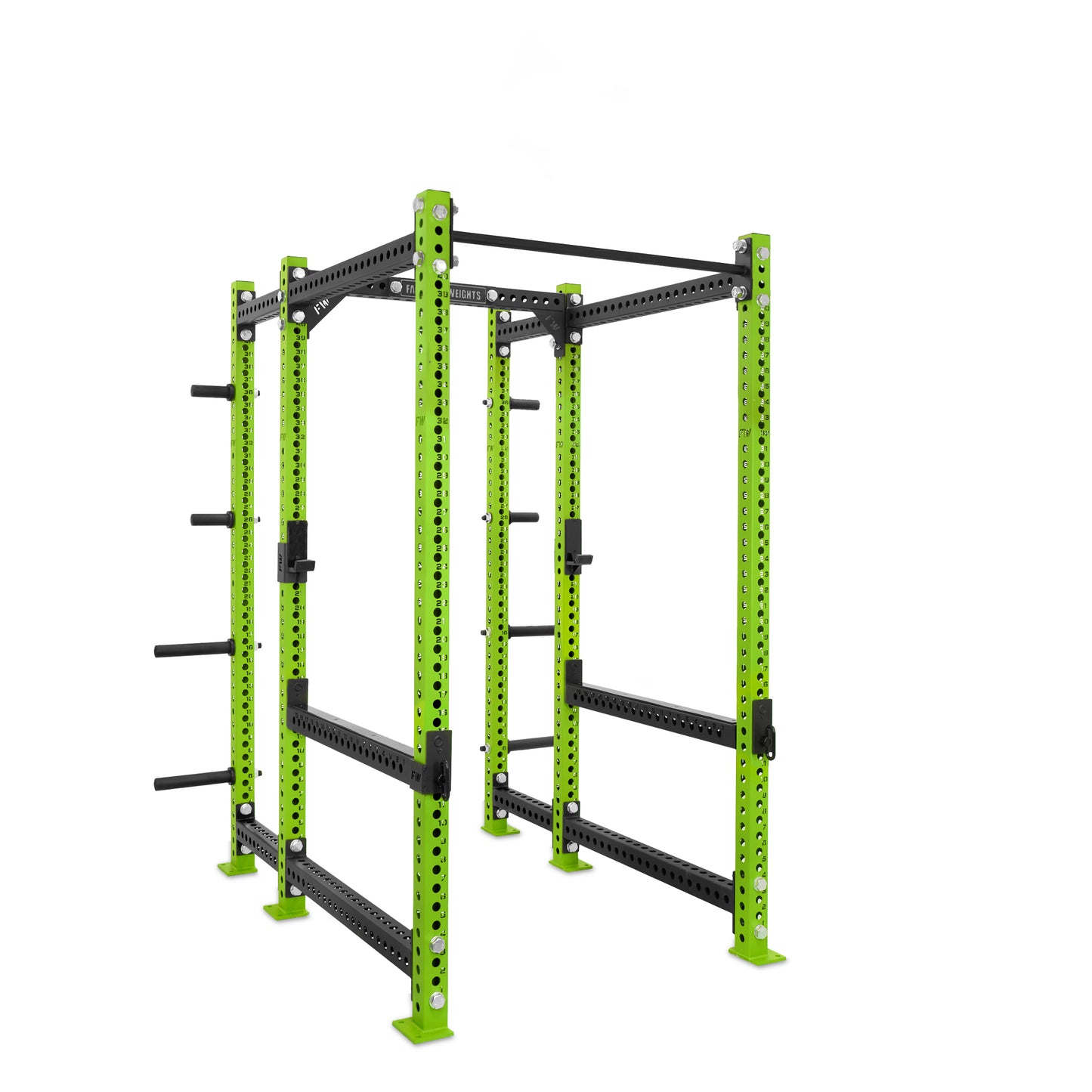 Regular Power Rack with Storage Green Standard Bar Flip Down Safety Bars