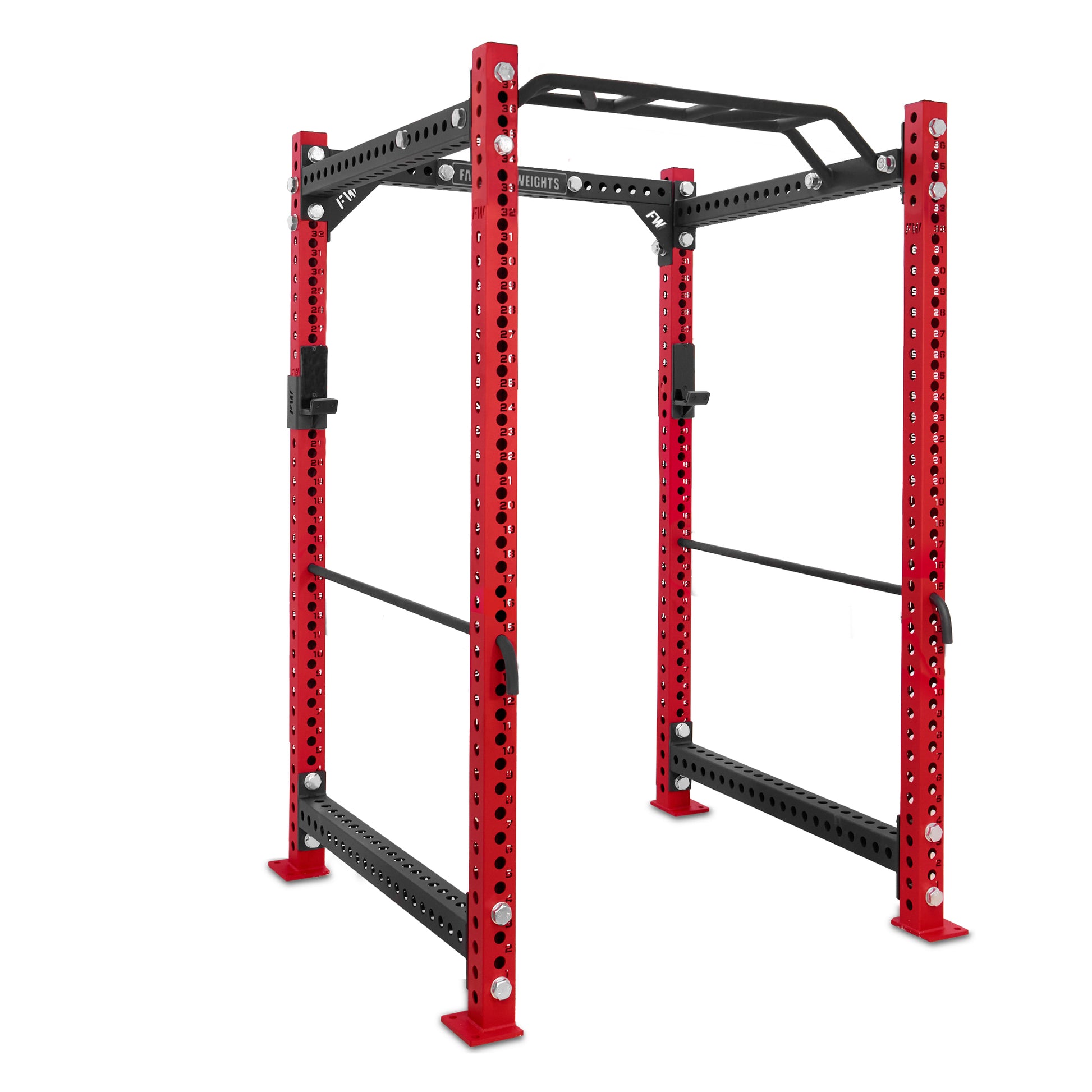 Short Power Rack Red Monkey Bar Safety Bars