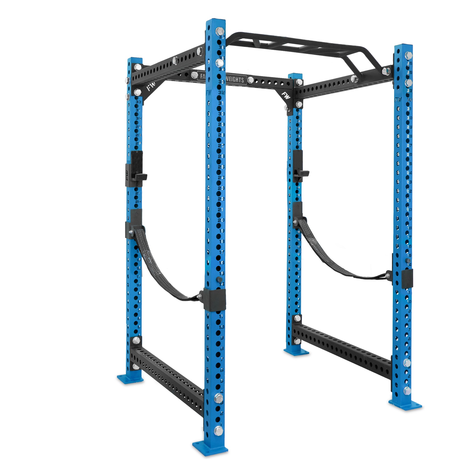 Short Power Rack Blue Monkey Bar Webbed Catchers