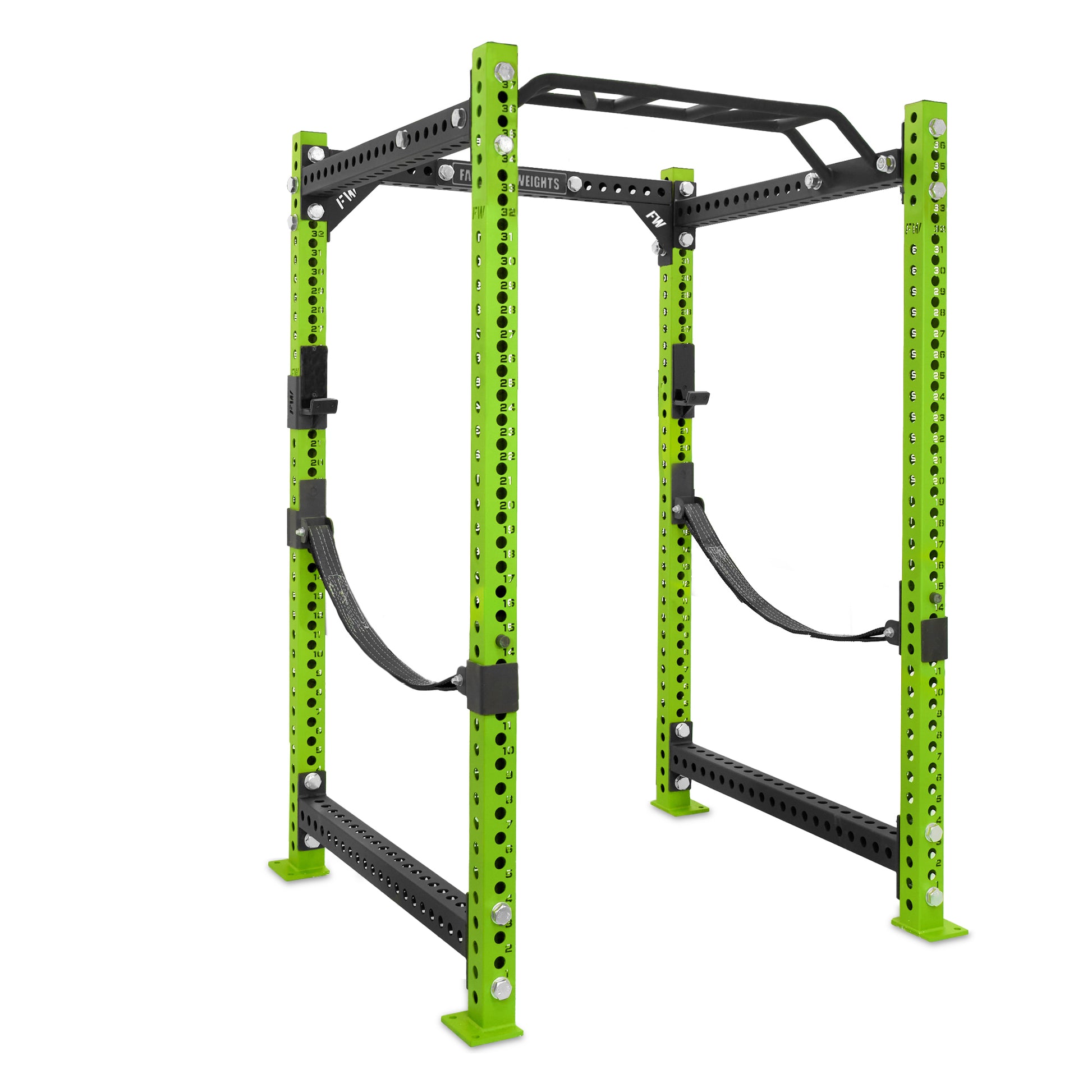 Short Power Rack Green Monkey Bar Webbed Catchers