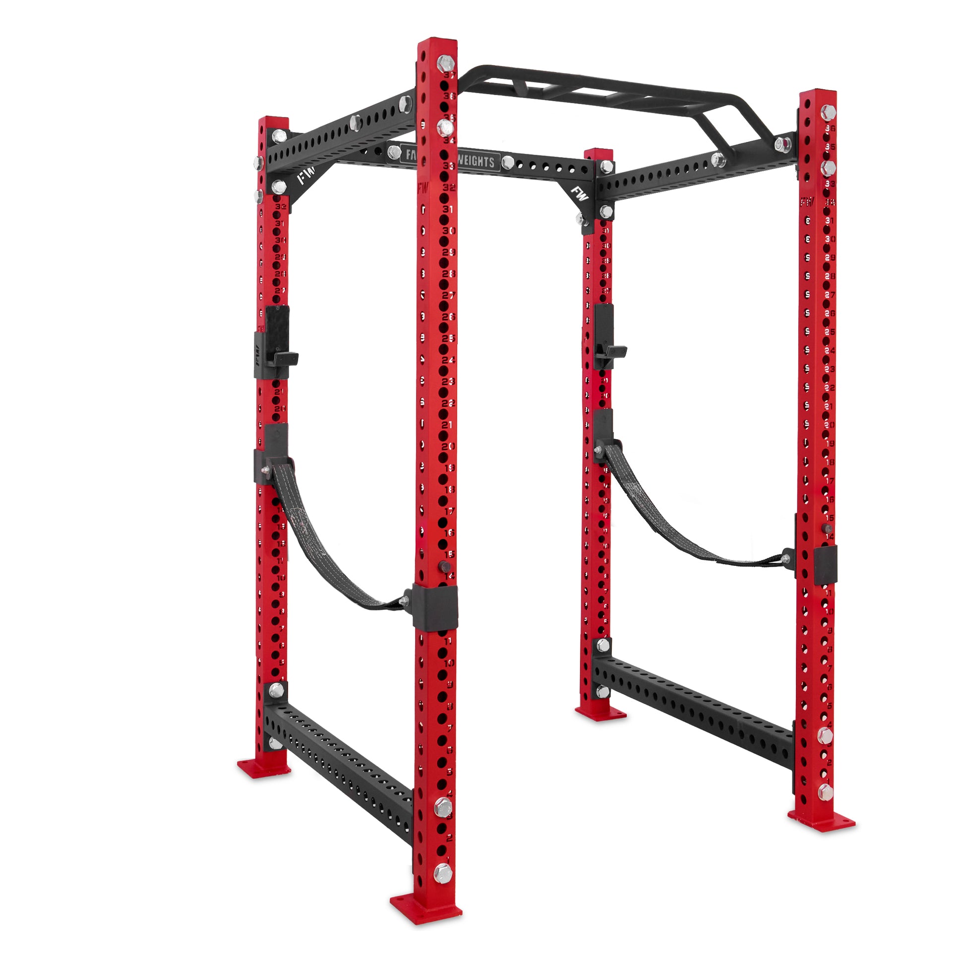 Short Power Rack Red Monkey Bar Webbed Catchers