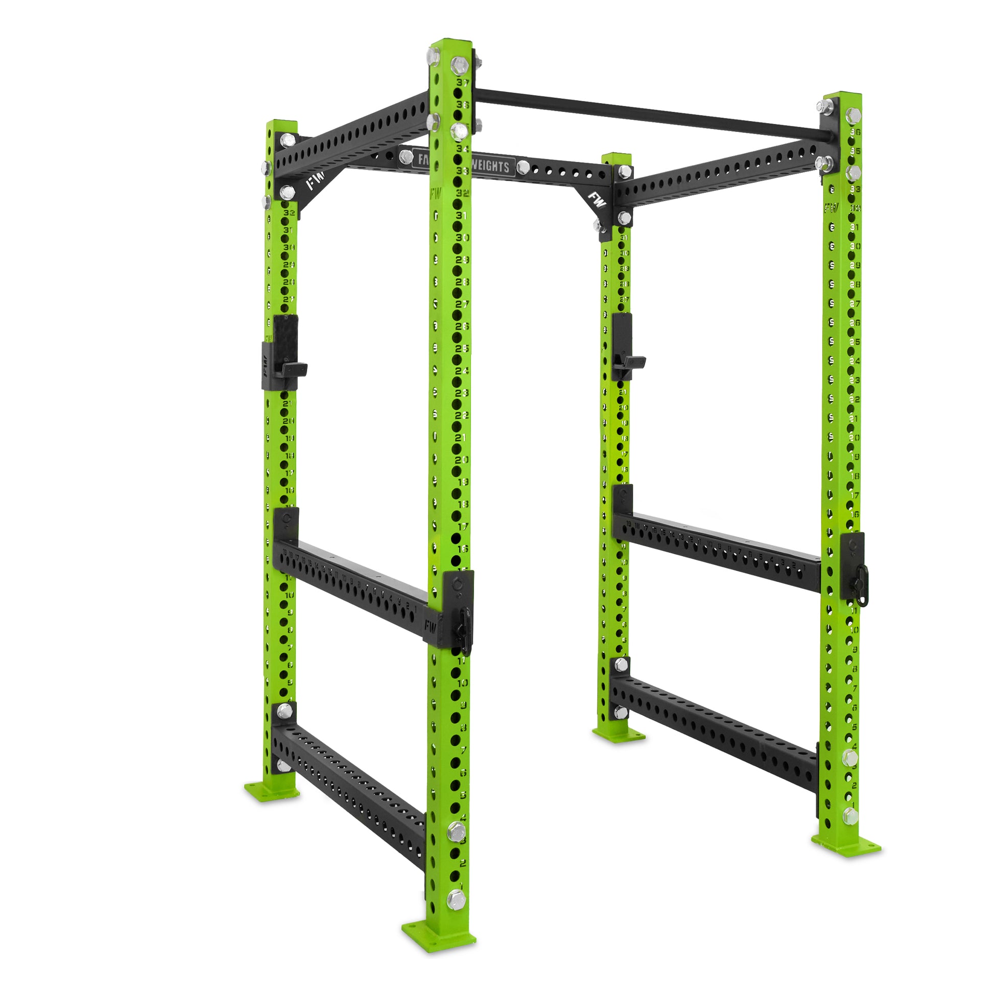Short Power Rack Green Standard bar Flip Down Safety Bars