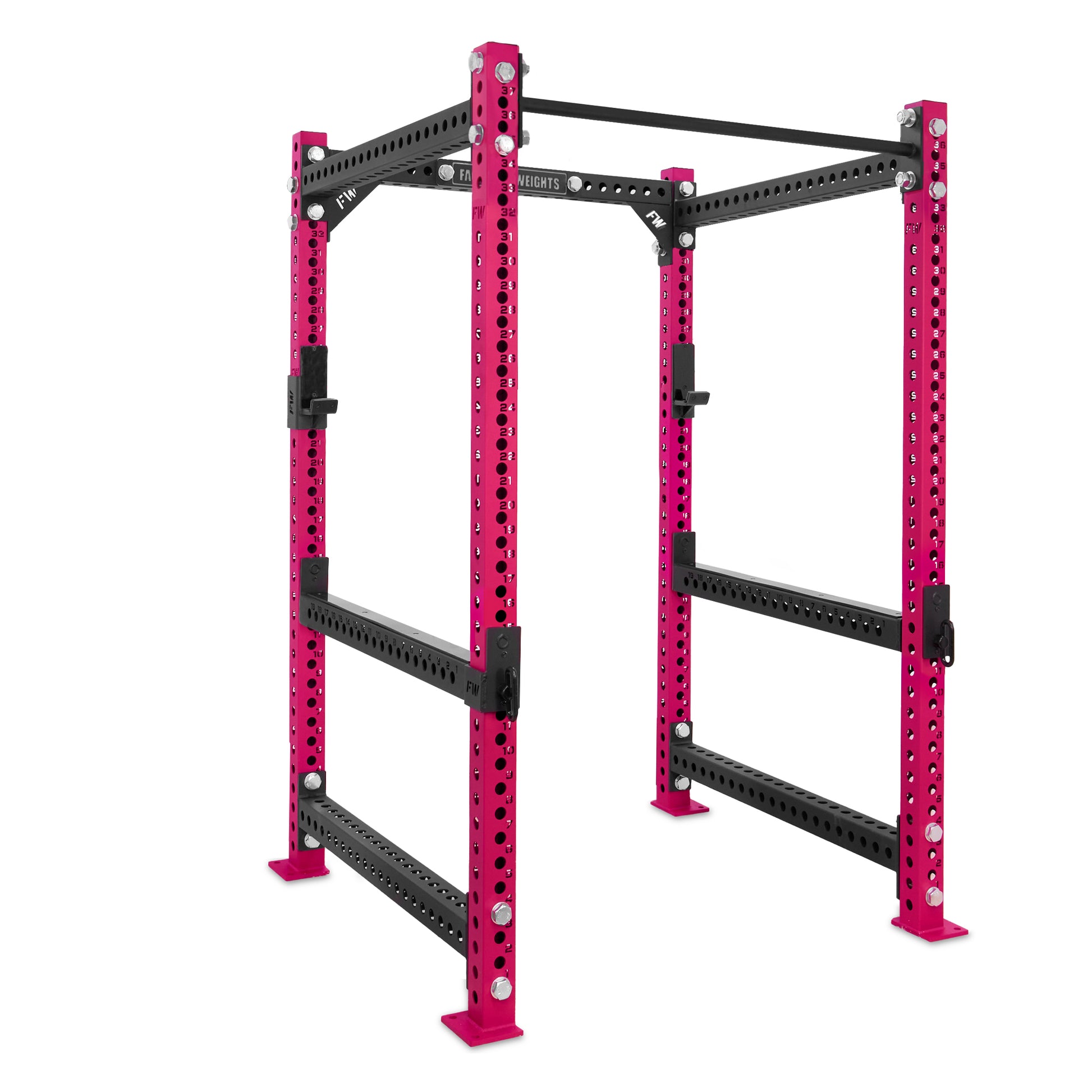 Short Power Rack Pink Standard bar Flip Down Safety Bars