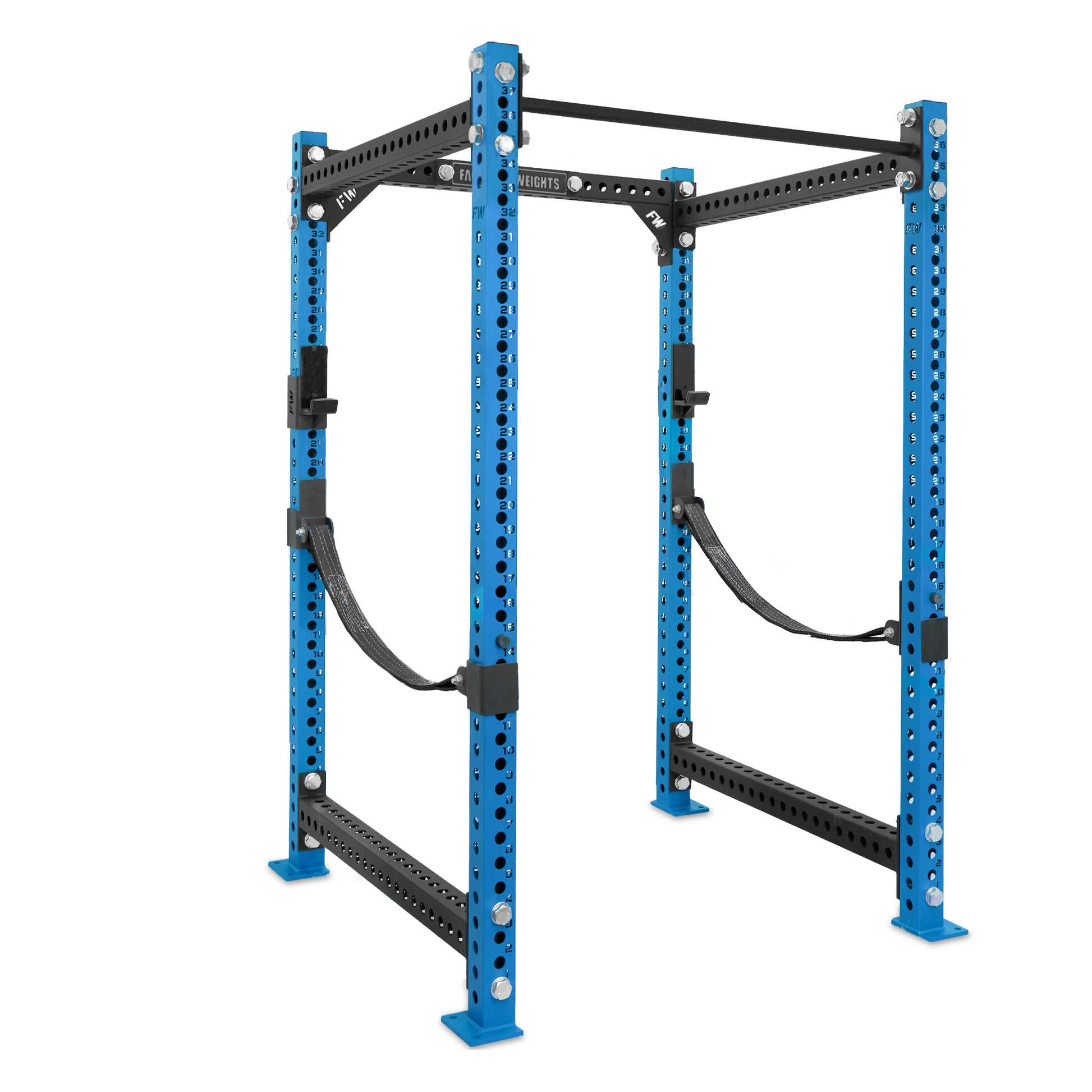 Short Power Rack Blue Standard bar Webbed Catchers