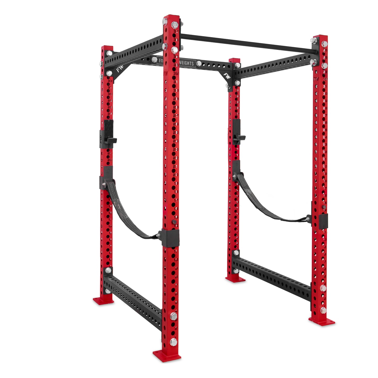 Short Power Rack Red Standard bar Webbed Catchers