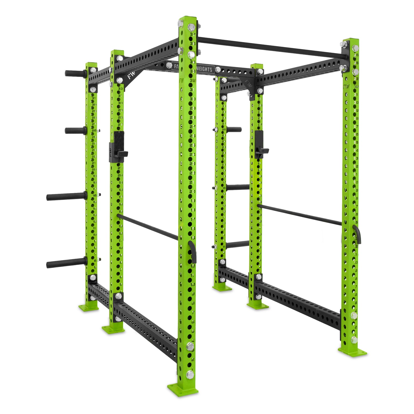 Short Power Rack with Storage Green Standard Bar Safety Bars