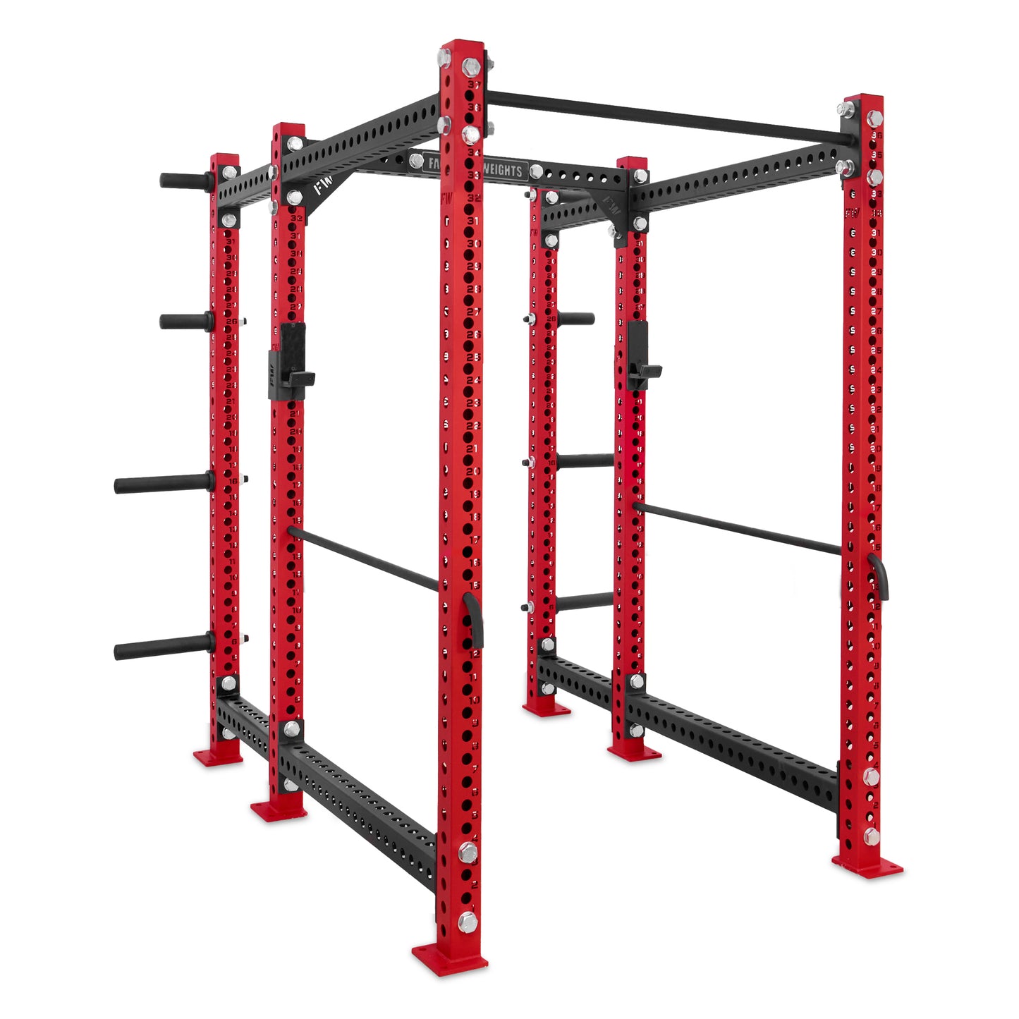 Short Power Rack with Storage Red Standard Bar Safety Bars