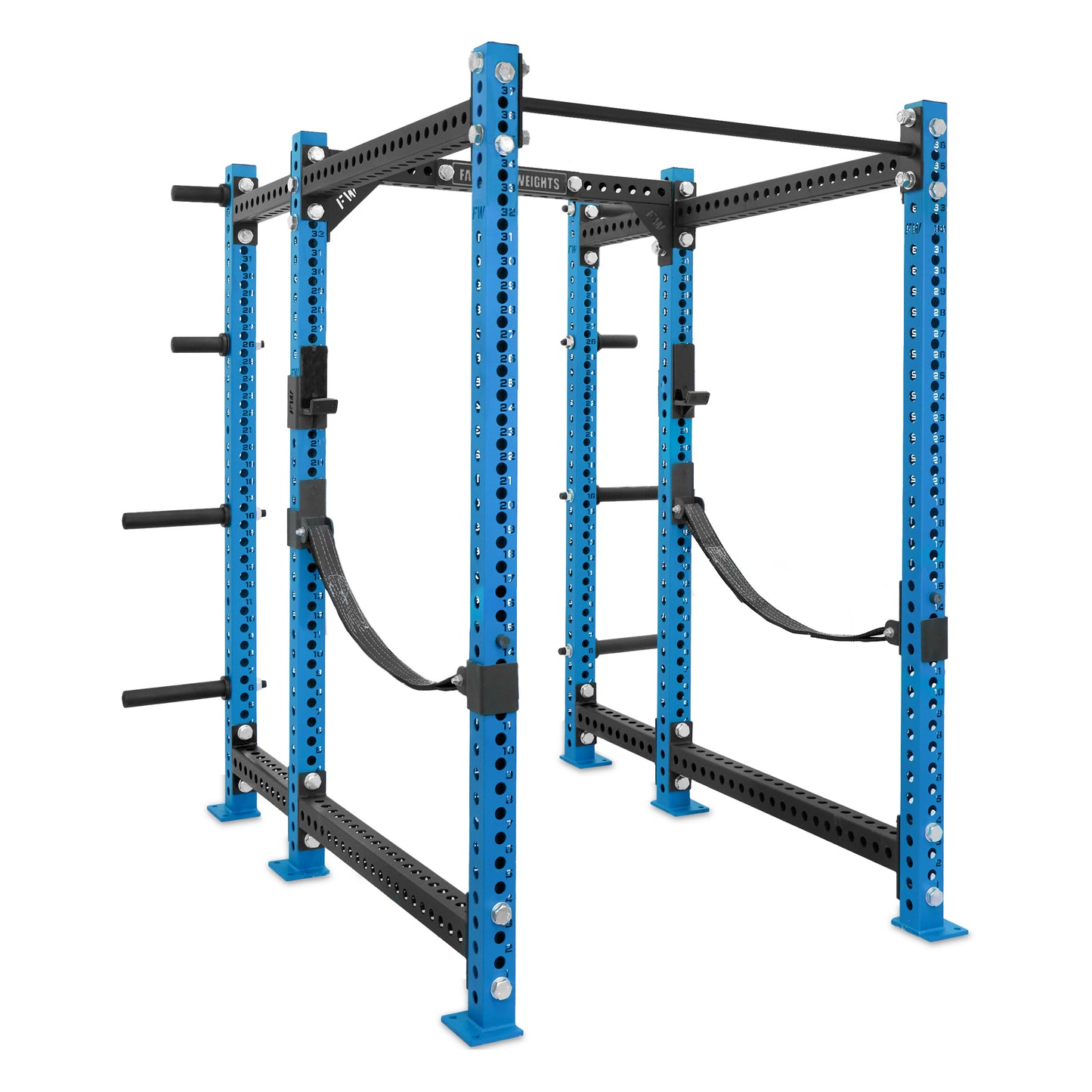 Short Power Rack with Storage Blue Standard Bar Webbed Catchers