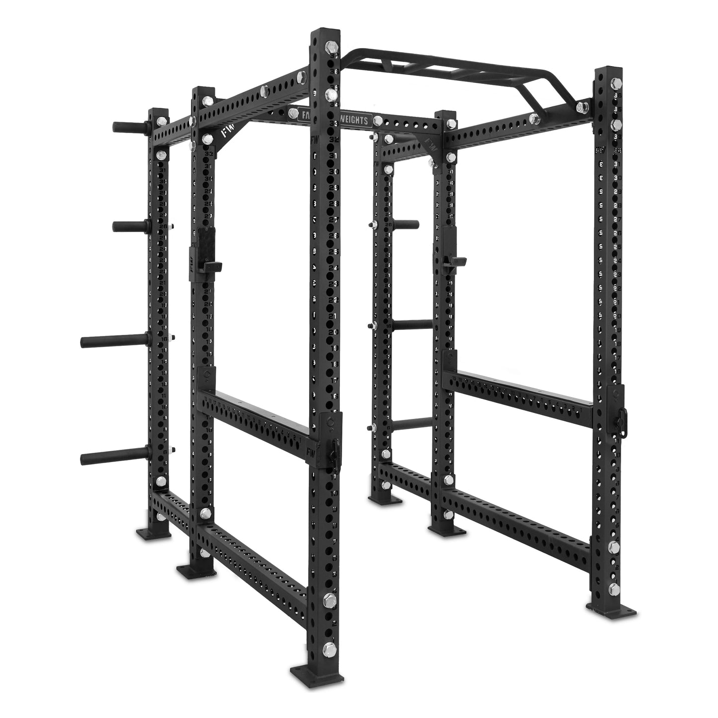 Short Power Rack with Storage Black Monkey Bar Flip Down Safety Bars