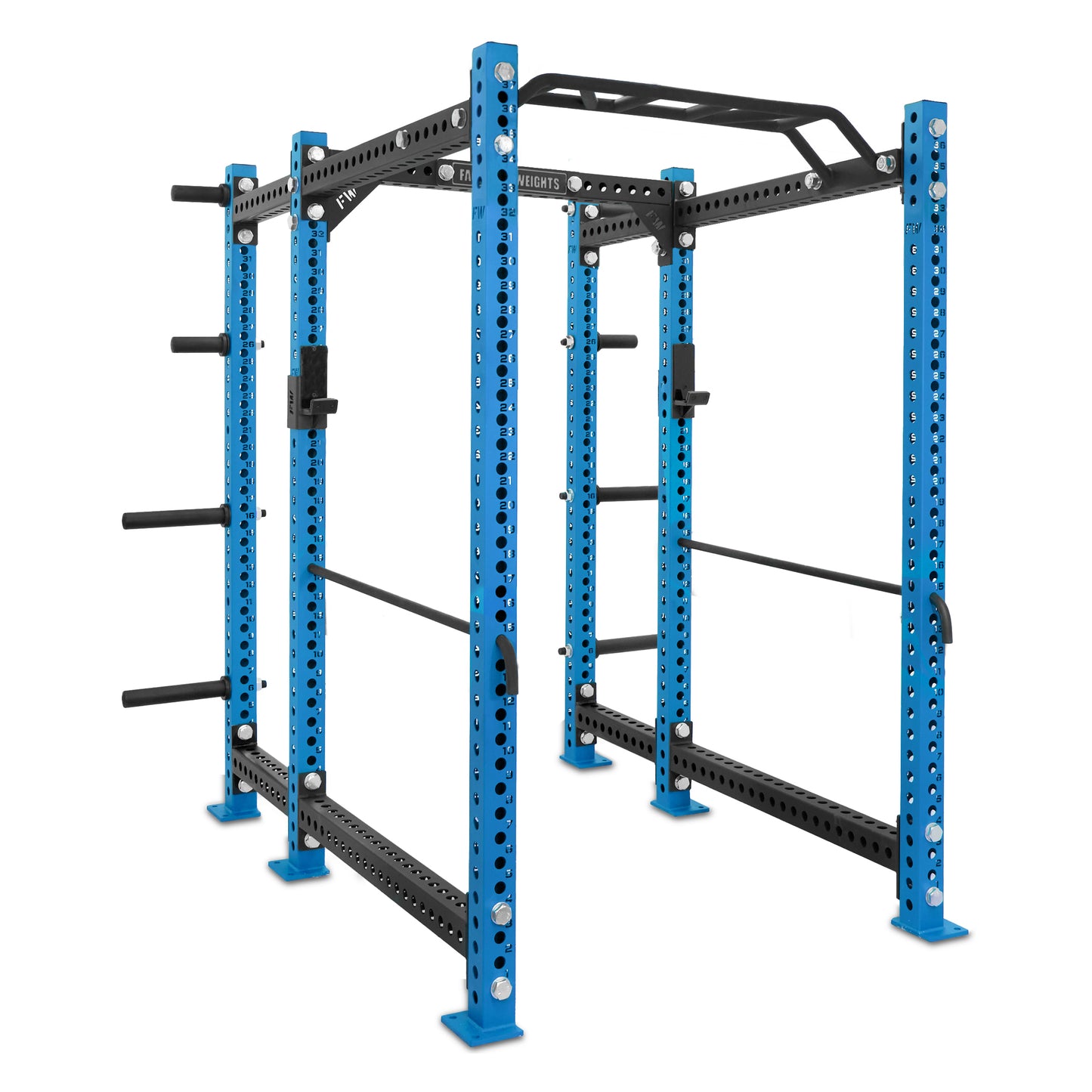 Short Power Rack with Storage Blue Monkey Bar Safety Bars