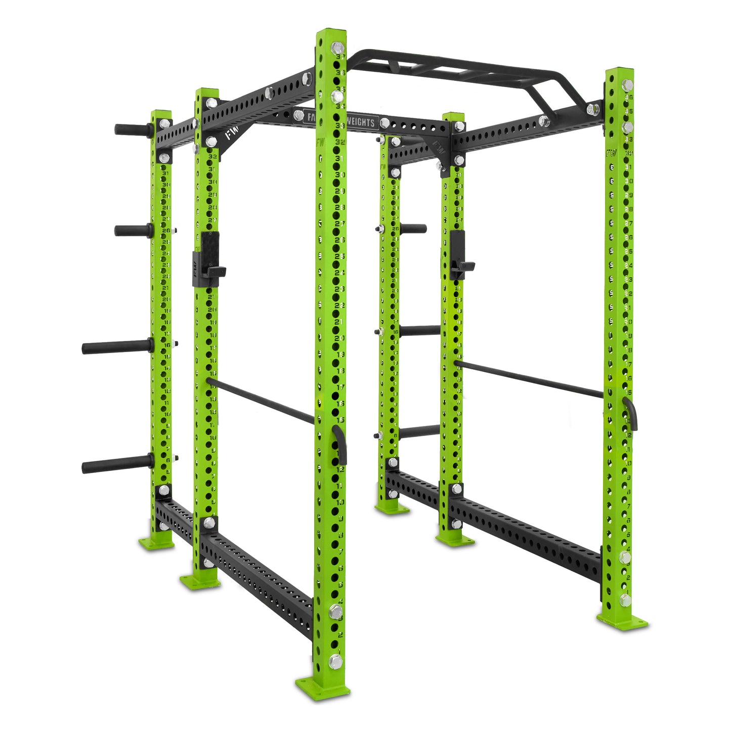 Short Power Rack with Storage Green Monkey Bar Safety Bars