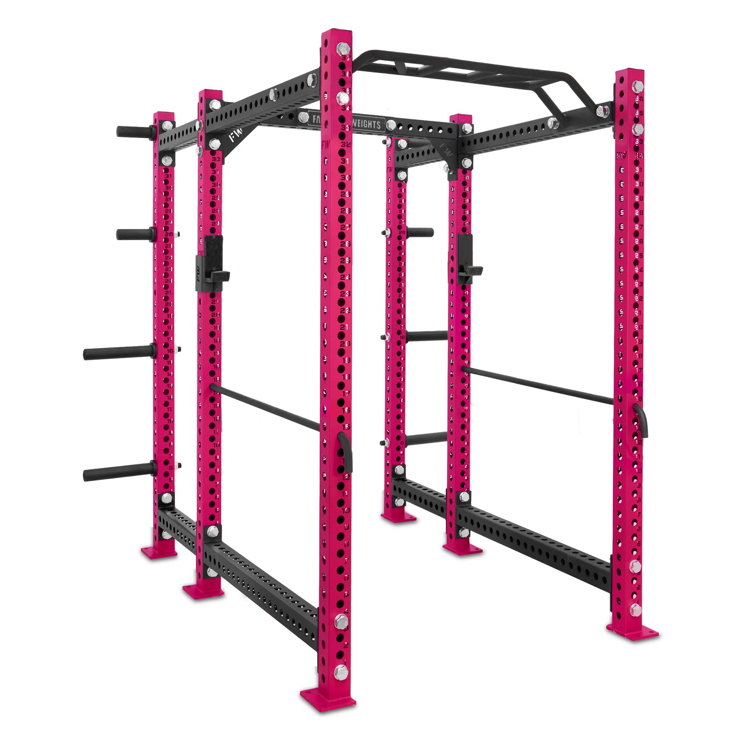 Short Power Rack with Storage Pink Monkey Bar Safety Bars