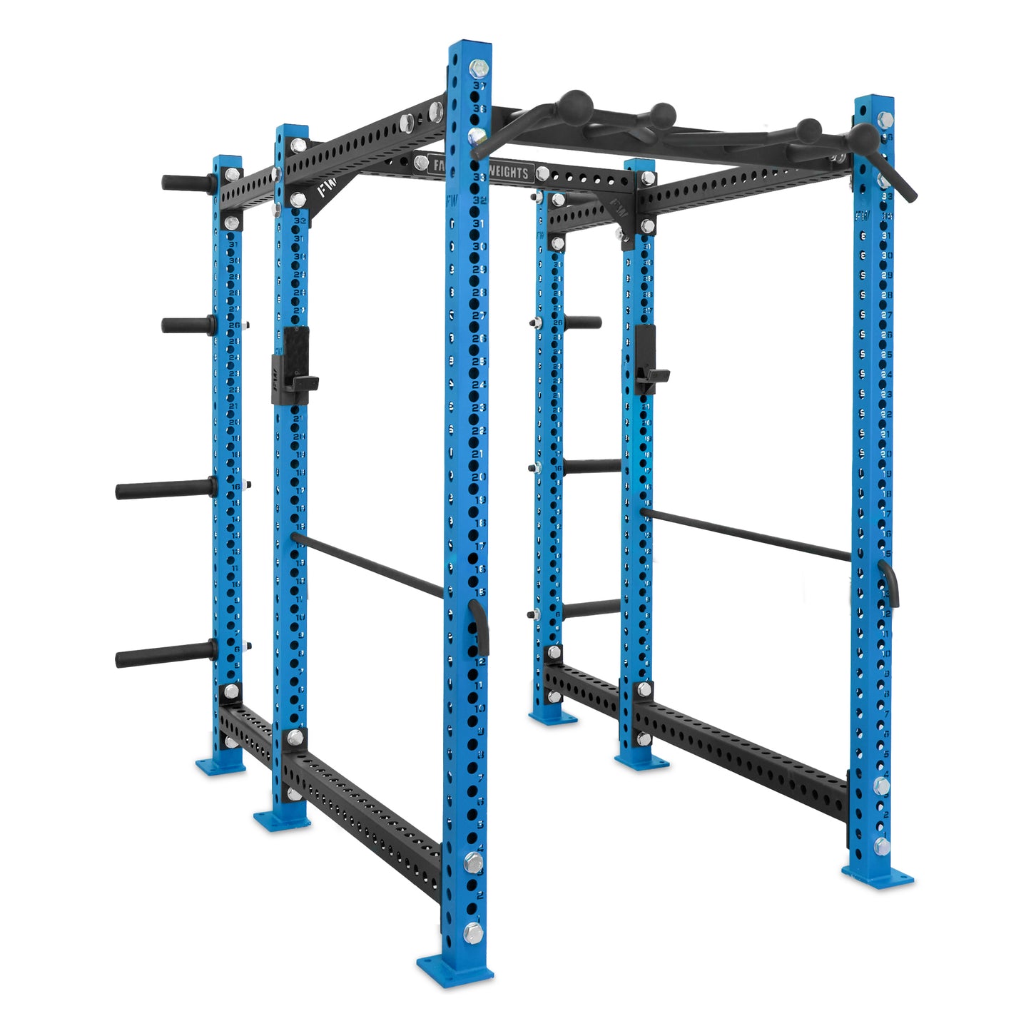 Short Power Rack with Storage Blue Omni Bar Safety Bars