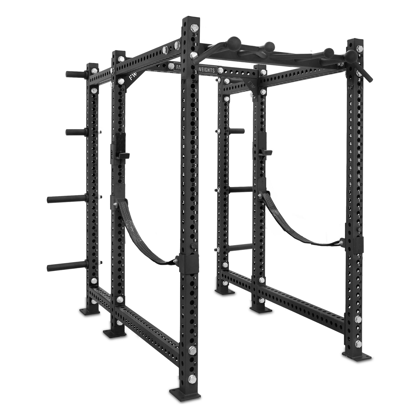 Short Power Rack with Storage Black Omni Bar Webbed Catchers