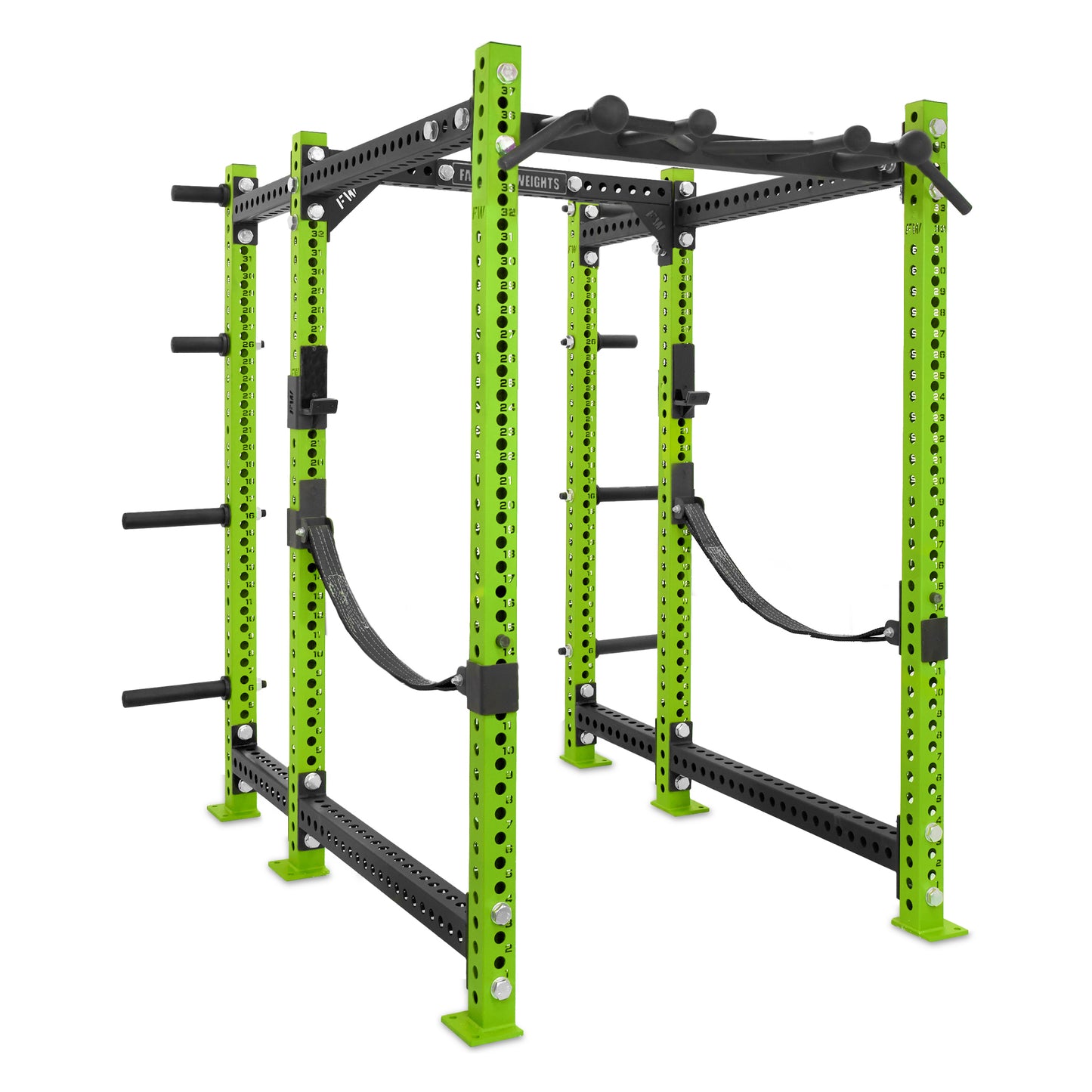 Short Power Rack with Storage Green Omni Bar Webbed Catchers