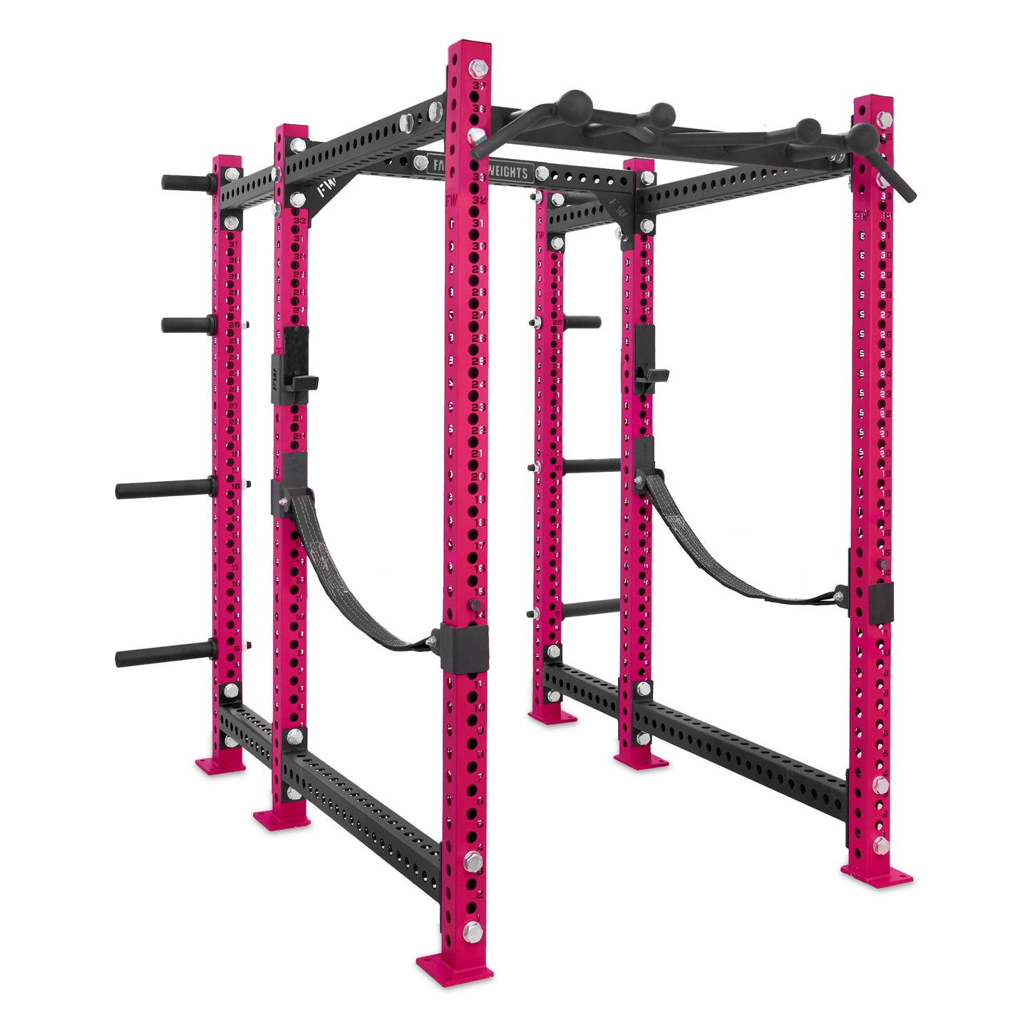 Short Power Rack with Storage Pink Omni Bar Webbed Catchers