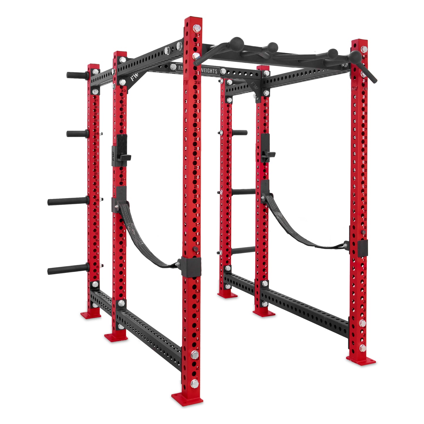 Short Power Rack with Storage Red Omni Bar Webbed Catchers