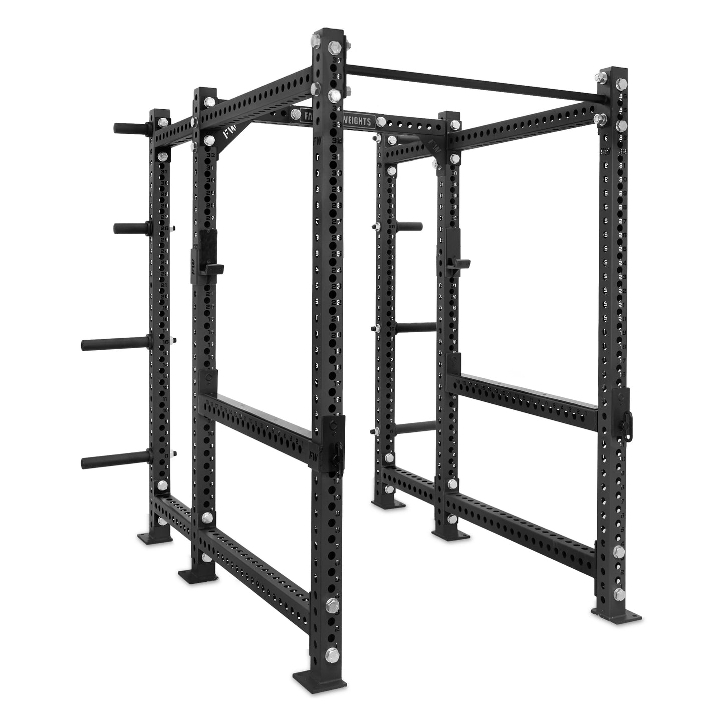 Short Power Rack with Storage Black Standard Bar Flip Down Safety Bars