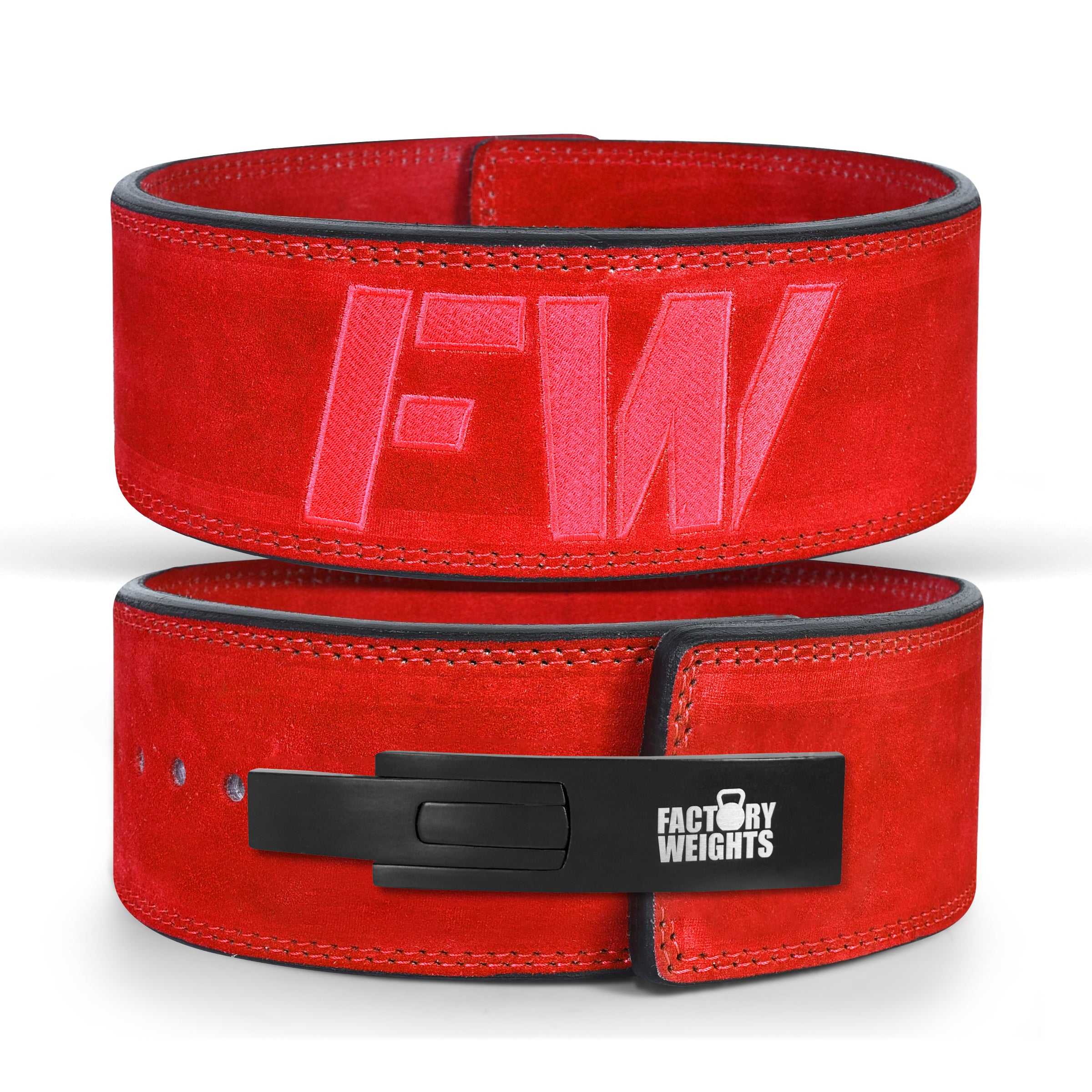 FW Lever Power-Lifting Leather Belt (Red) | Factory Weights