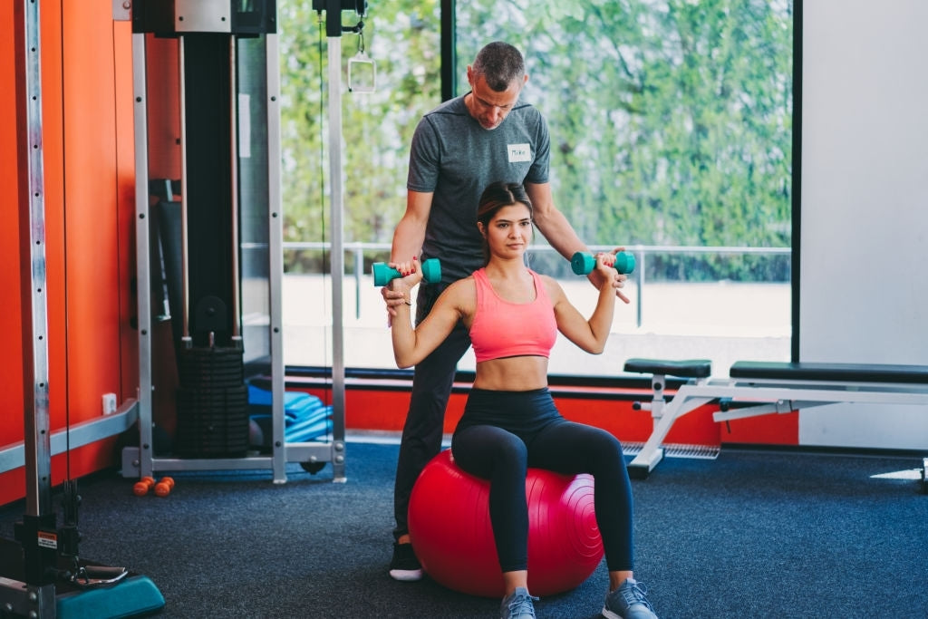 Dumbbell Exercises with Exercise Ball