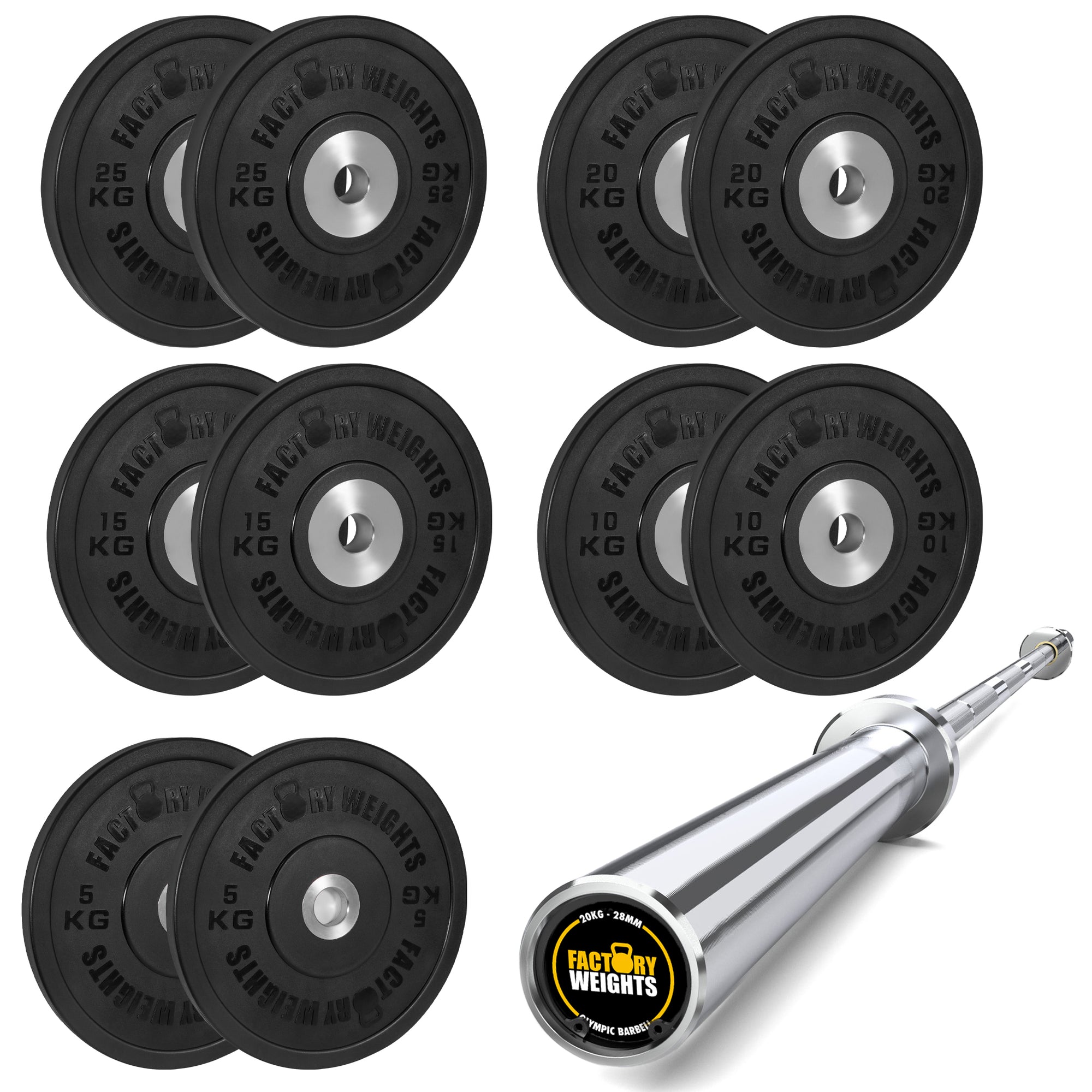 150kg Urethane Plate Set With Free 7ft Olympic Barbell