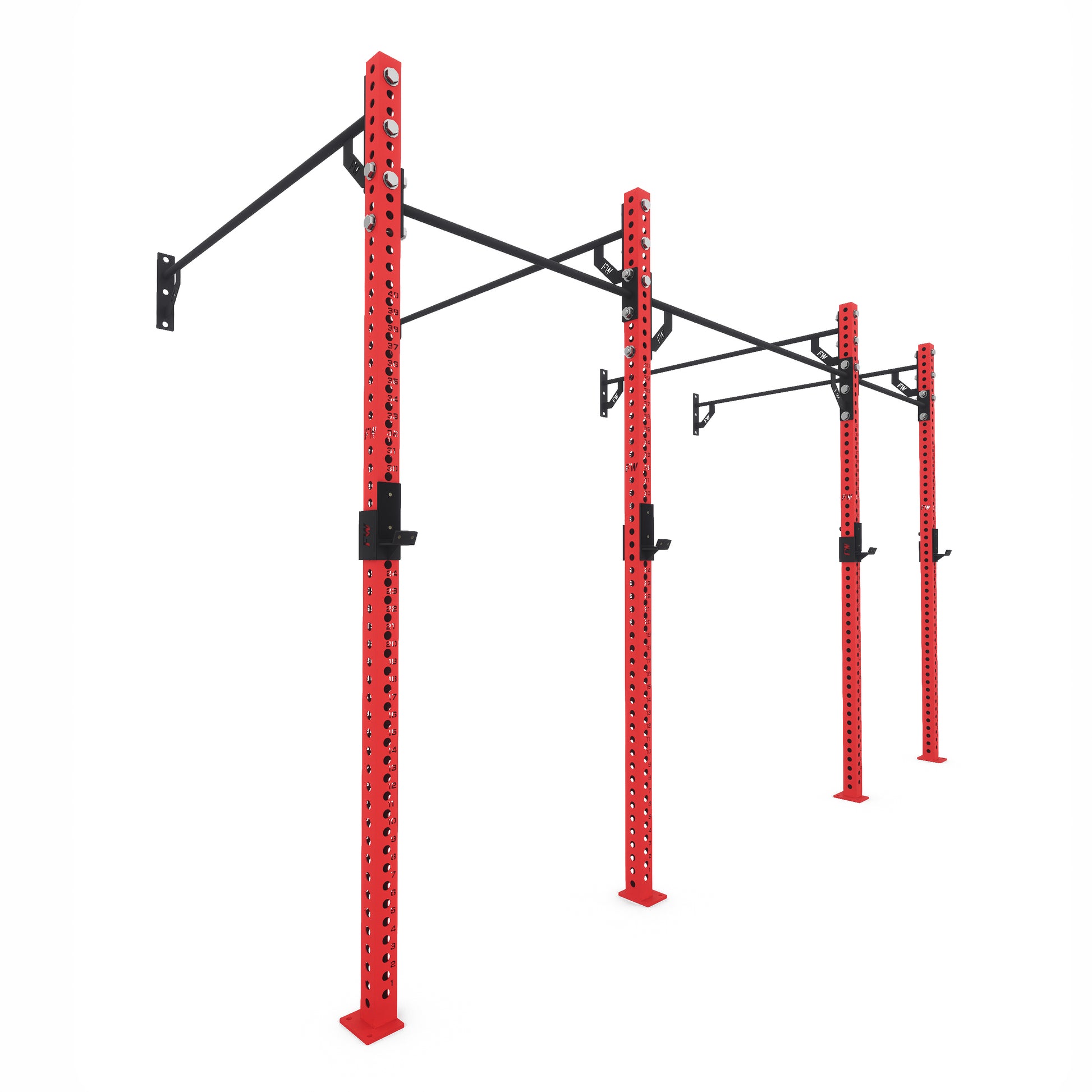 Pro Wall-Mounted Gym Rig 2 Bay Red 
