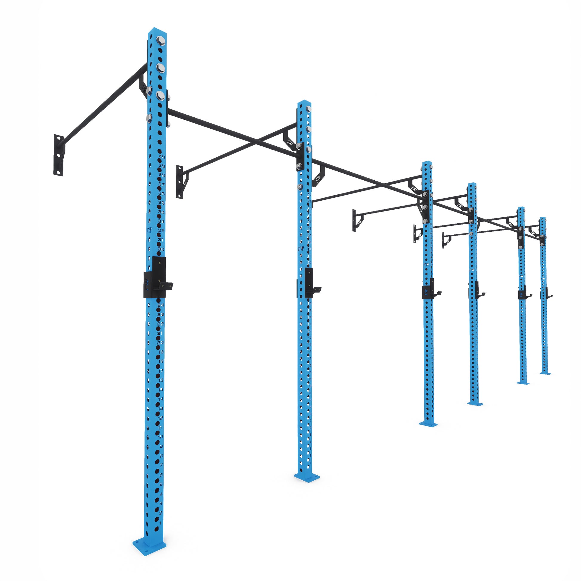 Pro Wall-Mounted Gym Rig 3 Bay Blue 