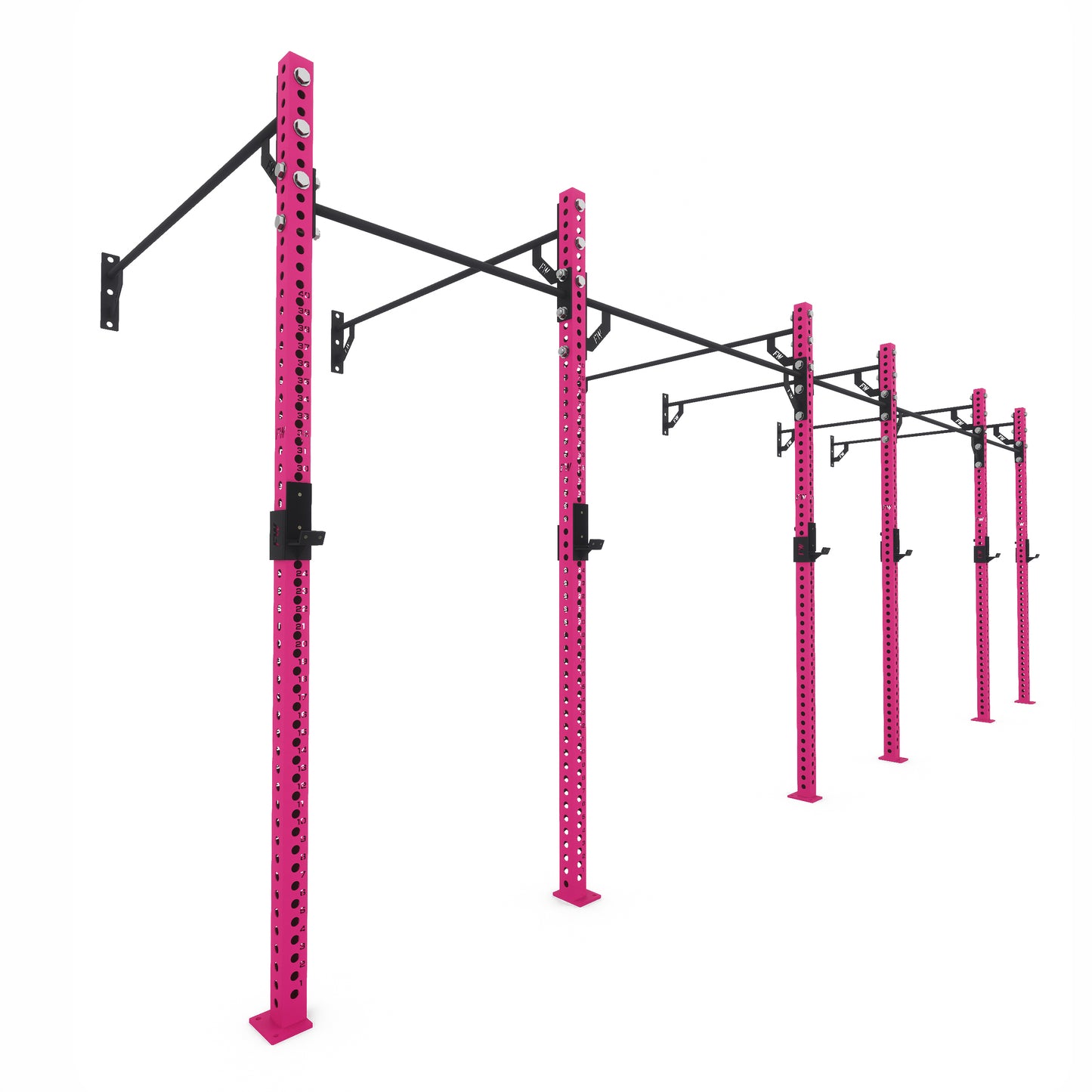 Pro Wall-Mounted Gym Rig 3 Bay Pink 