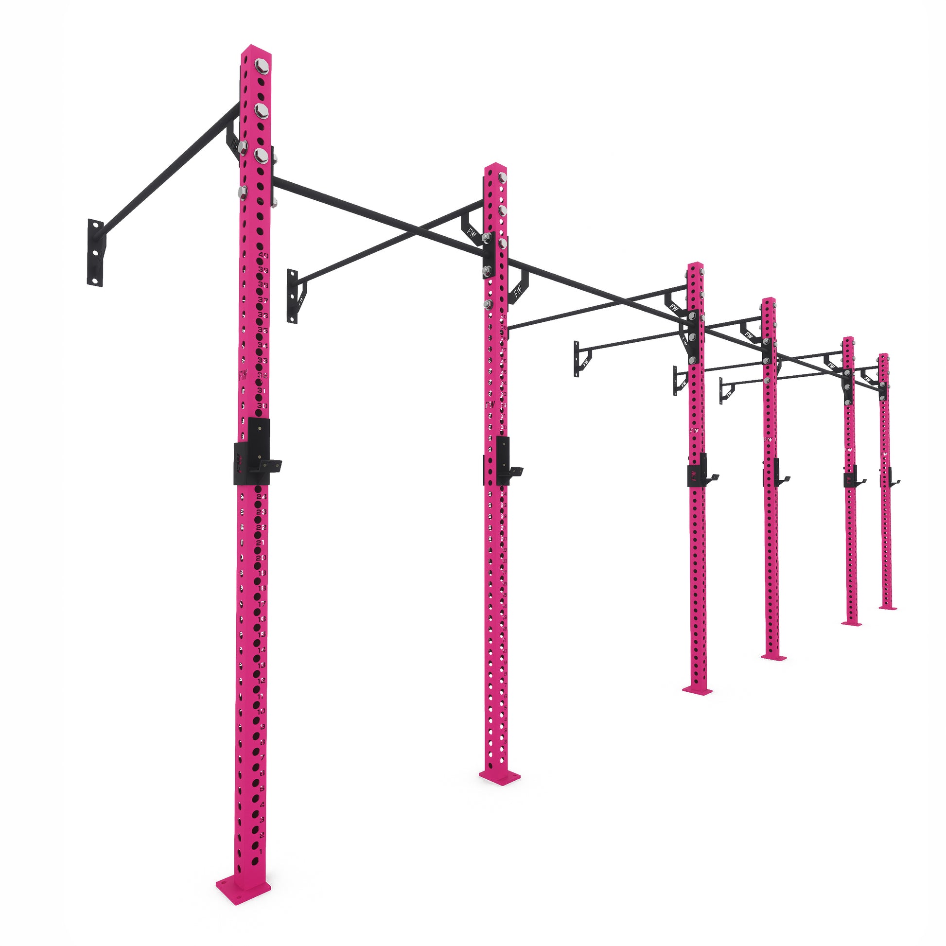 Pro Wall-Mounted Gym Rig 3 Bay Pink 