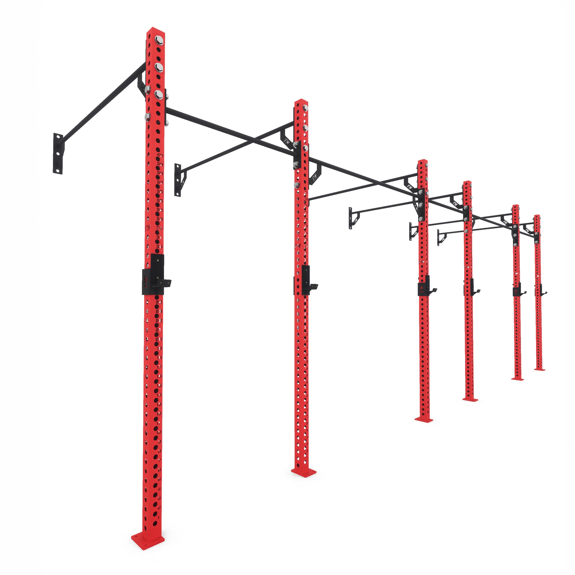 Pro Wall-Mounted Gym Rig 3 Bay Red 