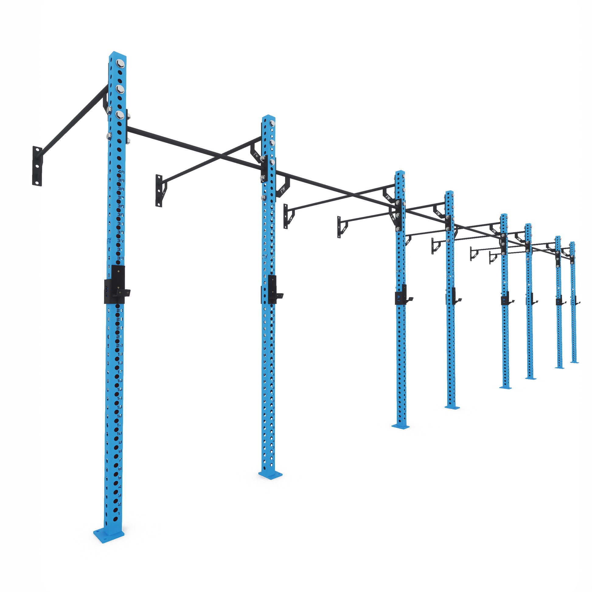 Pro Wall-Mounted Gym Rig 4 Bay Blue 