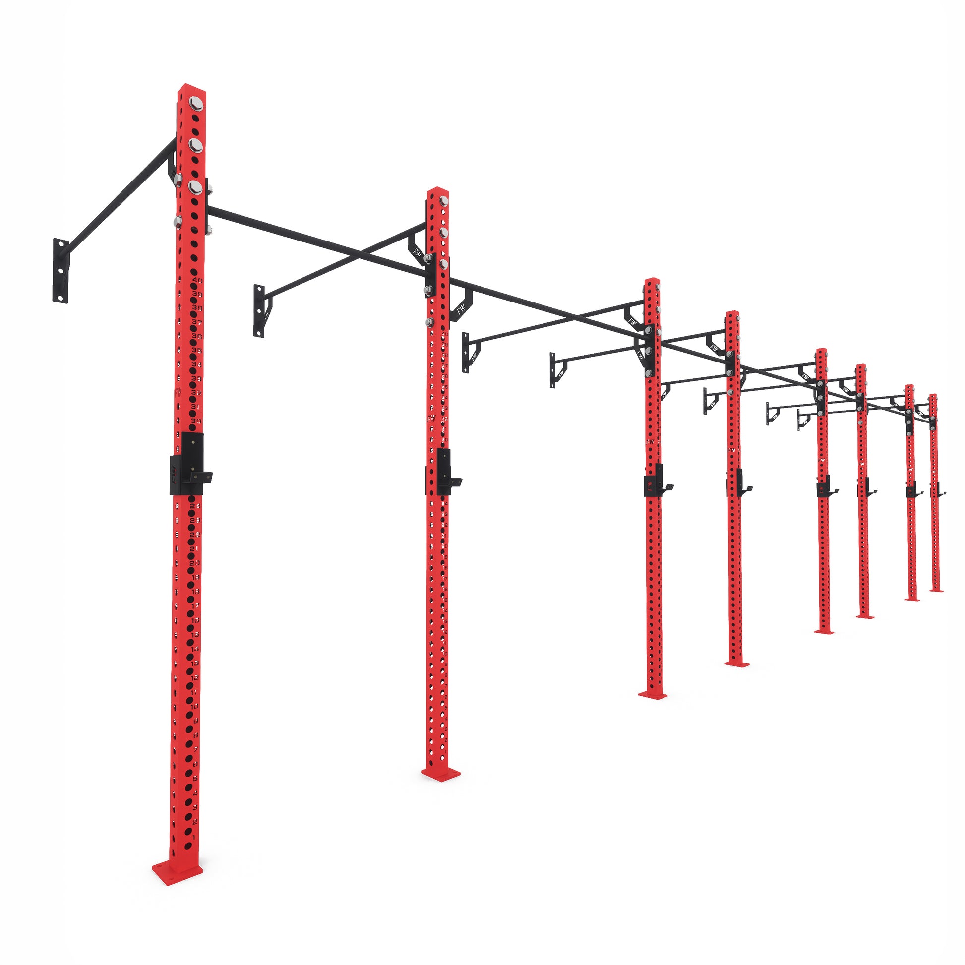 Pro Wall-Mounted Gym Rig 4 Bay Red 
