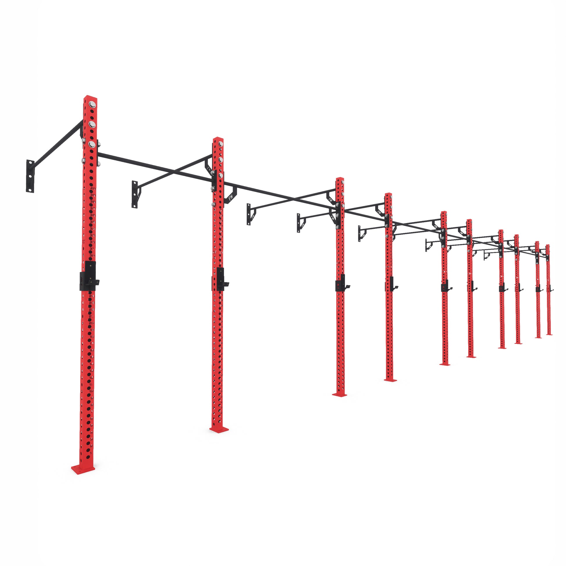 Pro Wall-Mounted Gym Rig 5 Bay Red 
