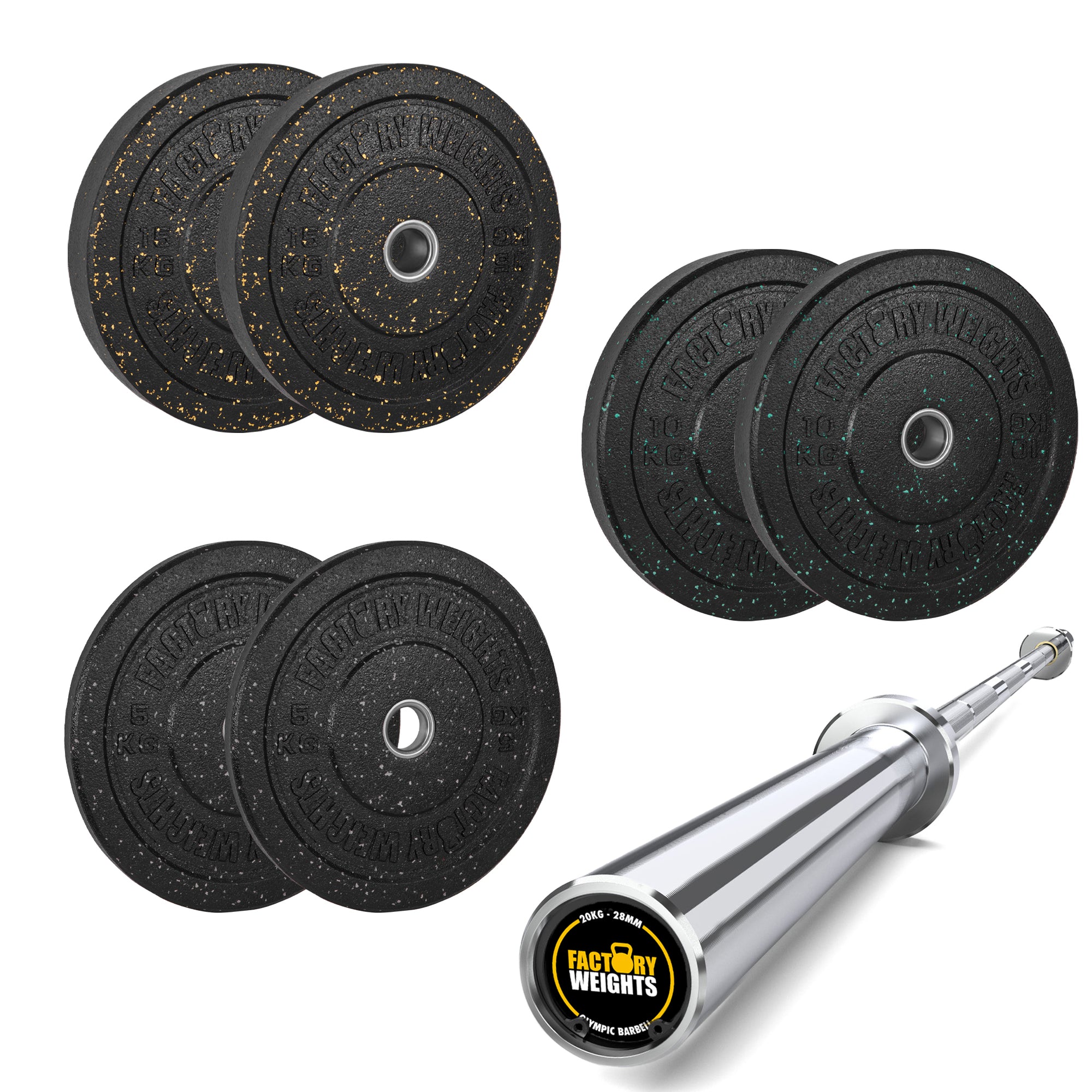 60kg Crumb Bumper Plate Set With 7ft Olympic Barbell