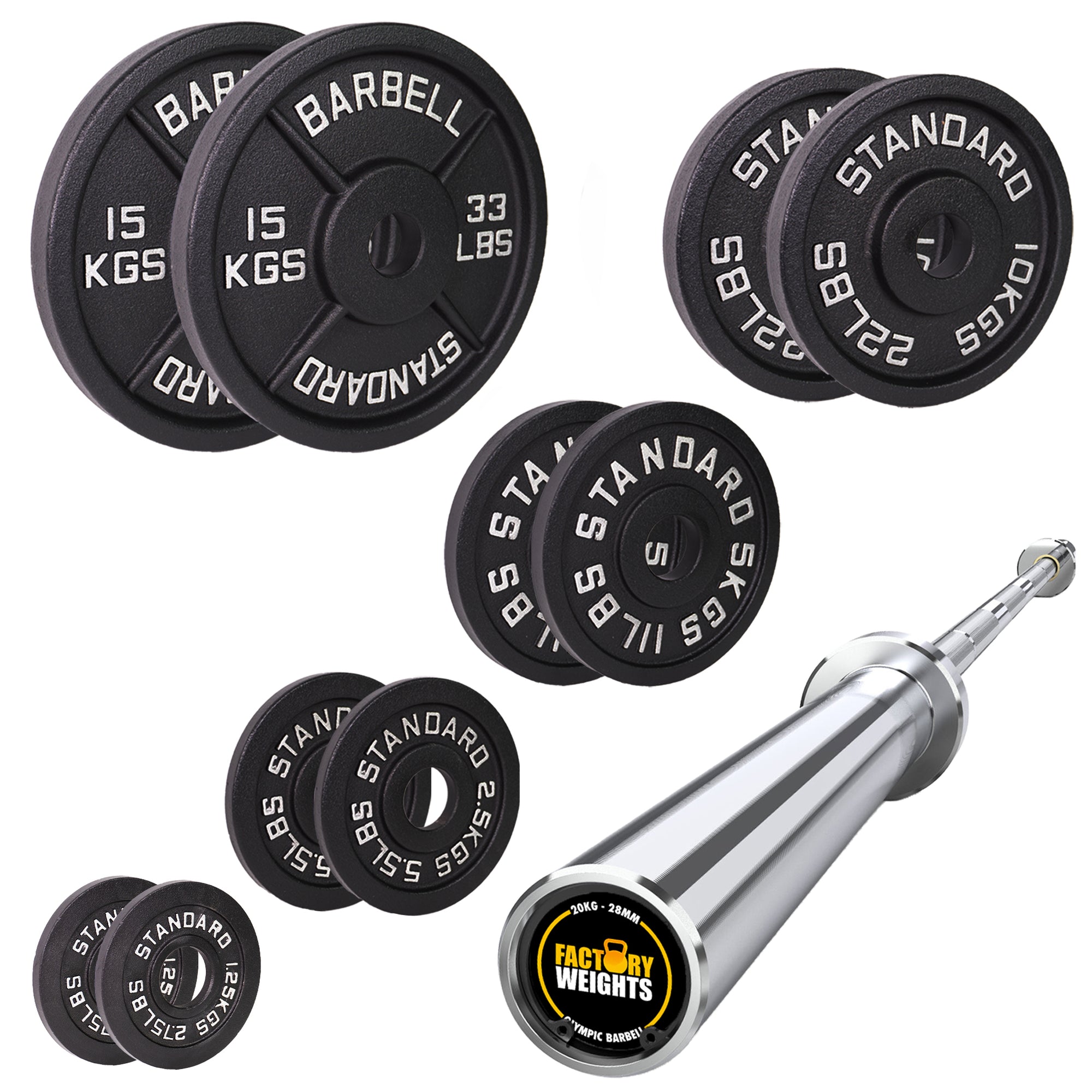 67.5kg Cast Iron Plate Set With Barbell
