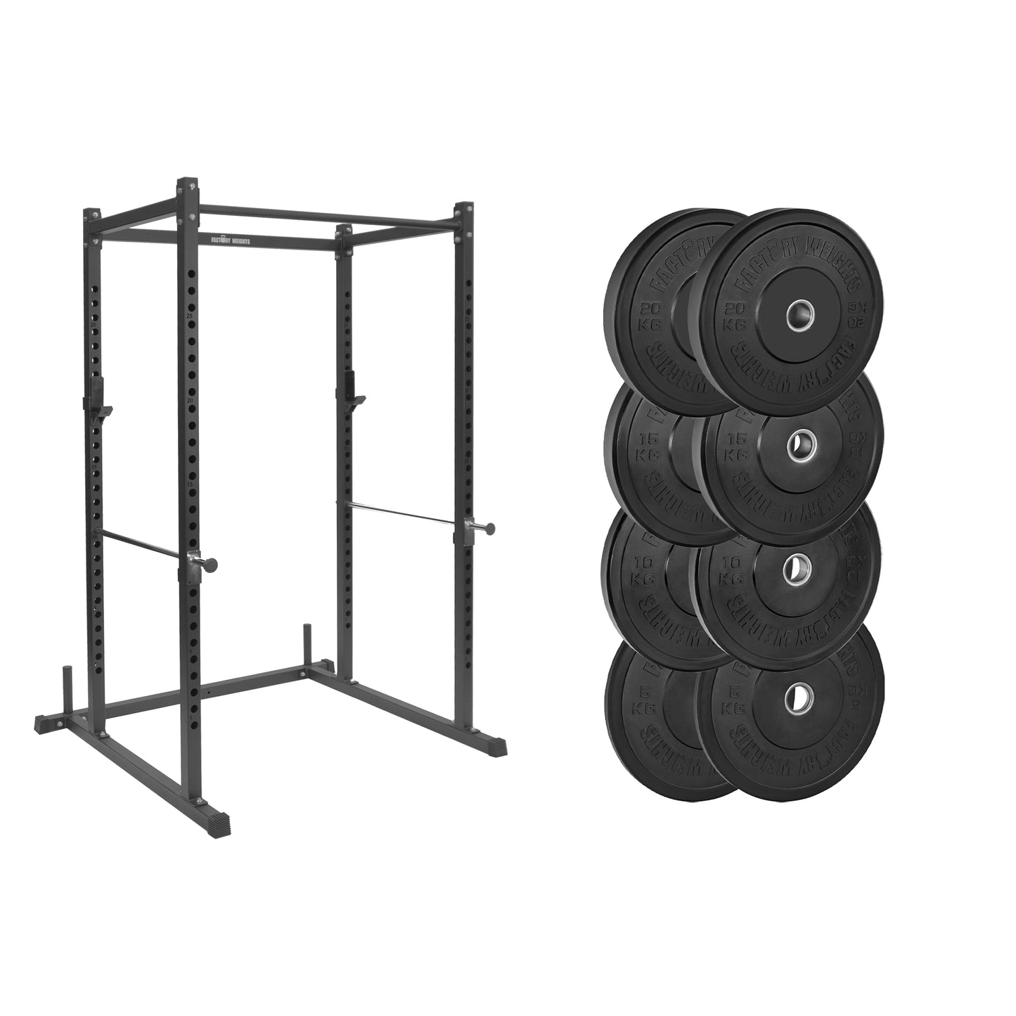 FW1 Power Rack Black Bumper Bundle 100kg No No