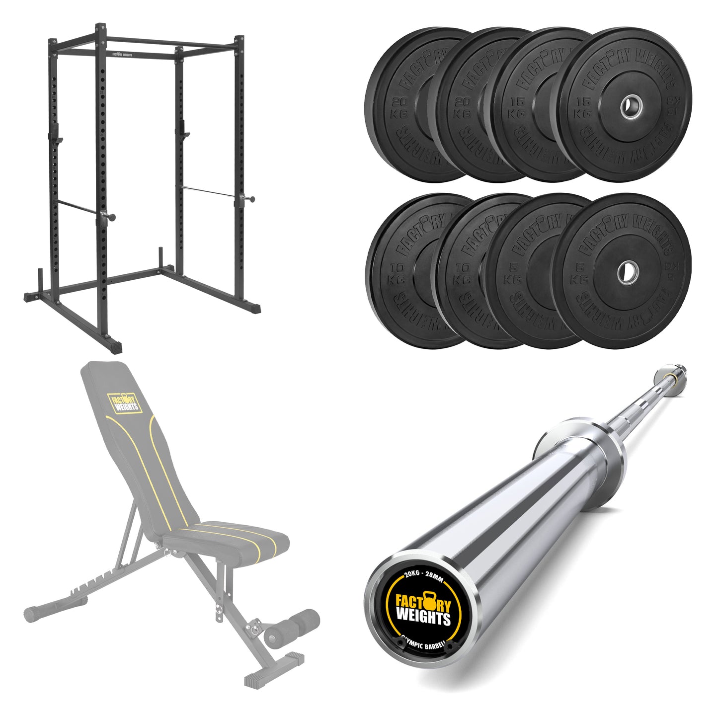 FW1 Power Rack Black Plate Bumper Bundle