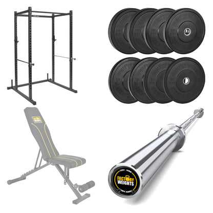 FW1 Power Rack Black Plate Bumper Bundle