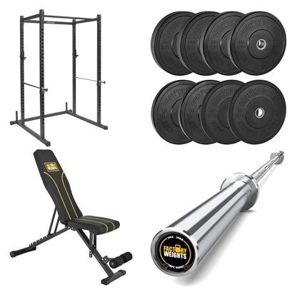 FW1 Power Rack Black Plate Bumper Bundle